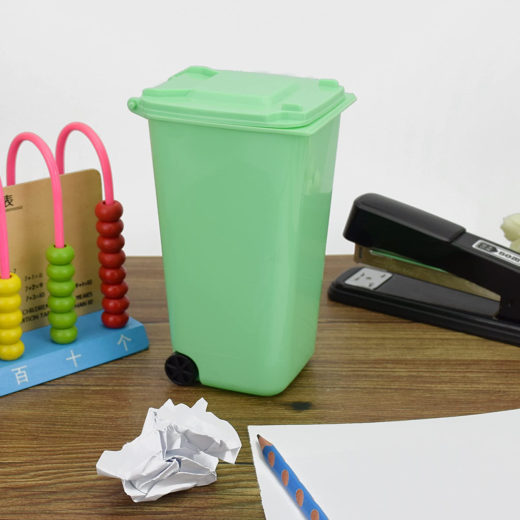 Mini Trash Can With Lid Swing Top Small Trash Can Pen Holder For Car Bedroom Office Desktop 22 Fl Oz (4 Pcs Multi-Color)