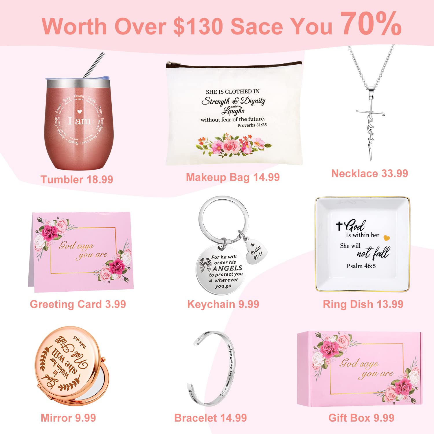 Utadaho Christian Gifts For Women, Inspirational Birthday Gift Set For Women, Spiritual Religious Gifts Basket For Women, Mom, F