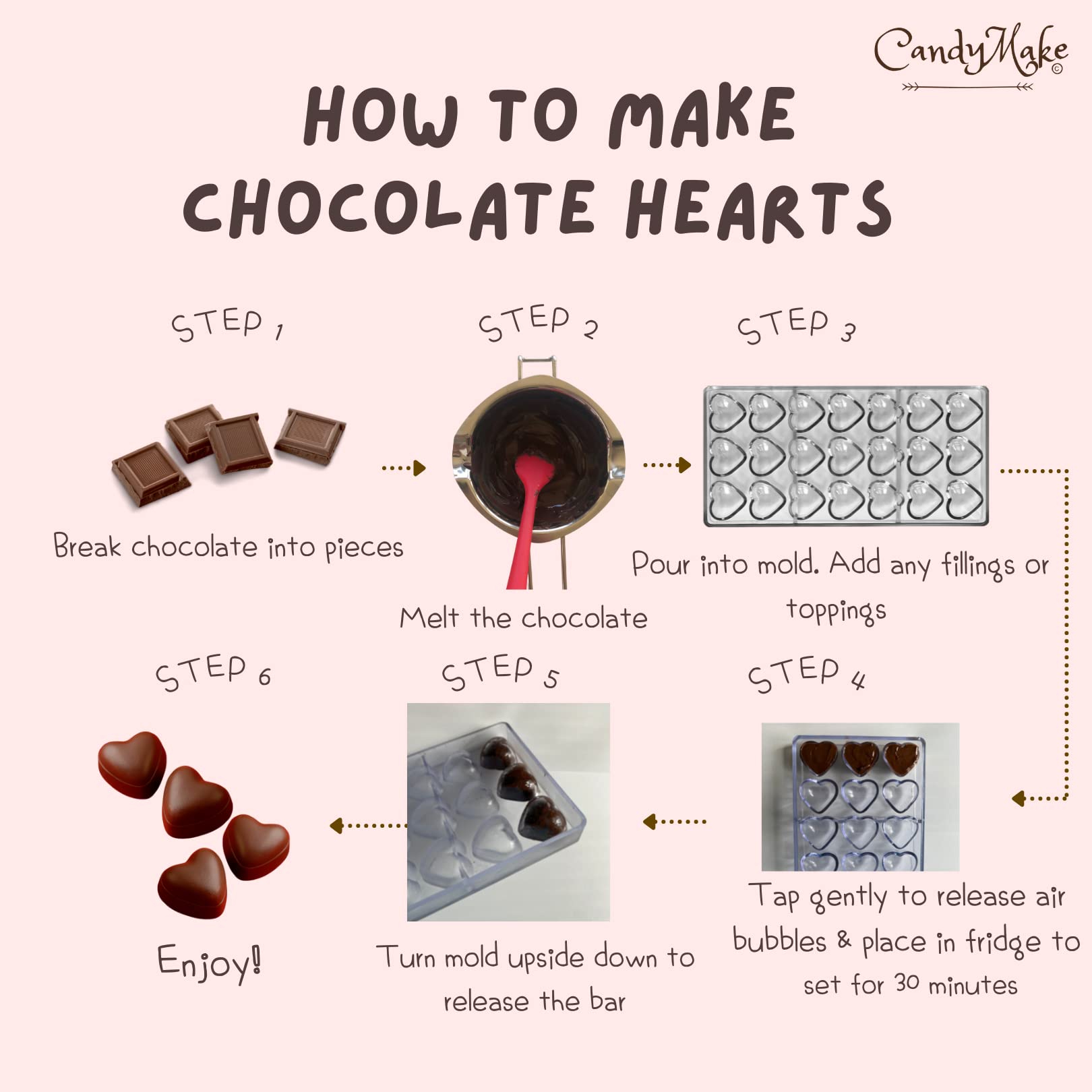 Candymake Heart Shaped Candy & Chocolate Mold | Do It Yourself | Make Your Own Heart Shaped Chocolate Candy At Home Or Commercia