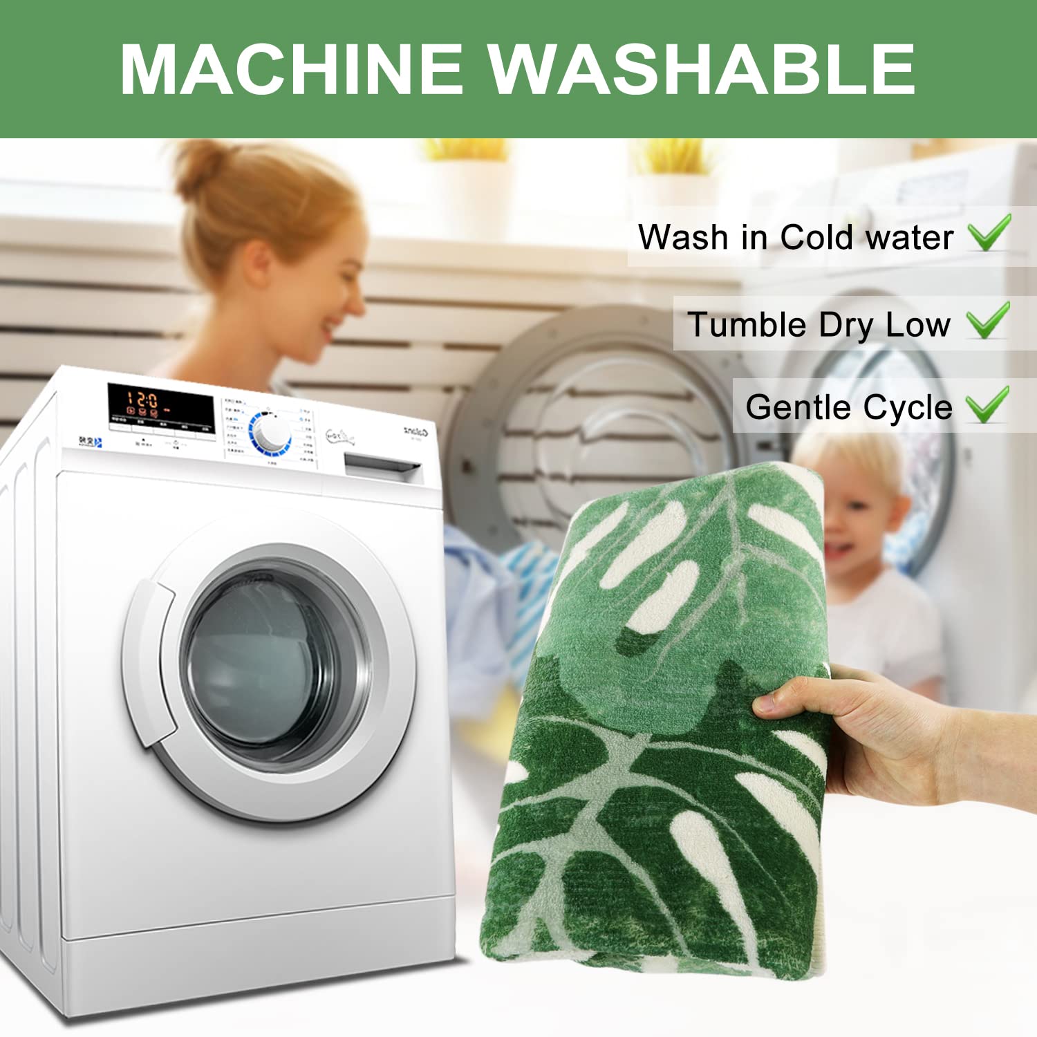 Haocoo Bath Mats For Bathroom Non Slip, 20X32 Inch Ultra Soft Cute Leaves Small Bath Rug,Machine Washable Rug Bathroom Floor Mat