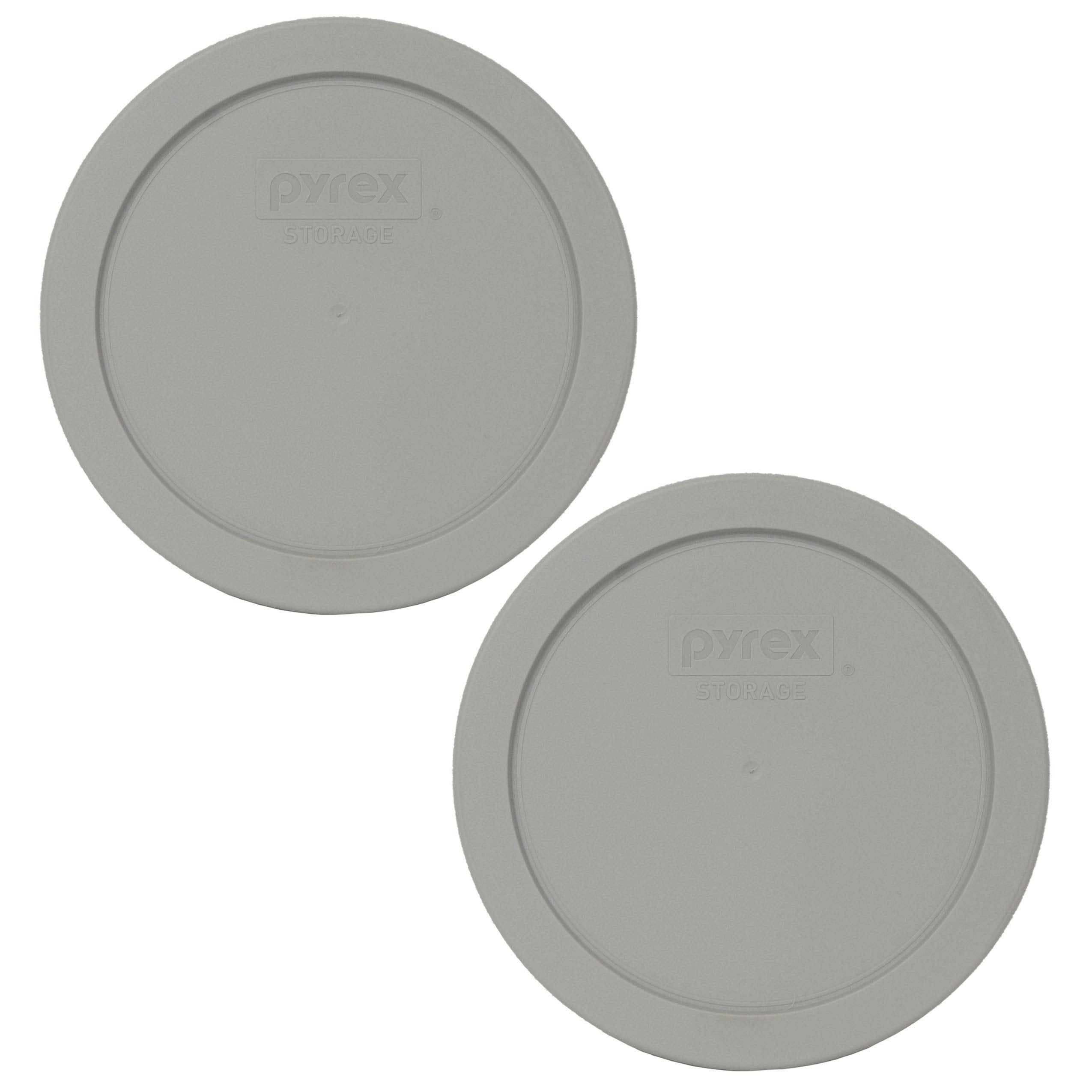 Pyrex 7201-Pc Jet Gray Round Plastic Food Storage Replacement Lid, Made In Usa - 2 Pack