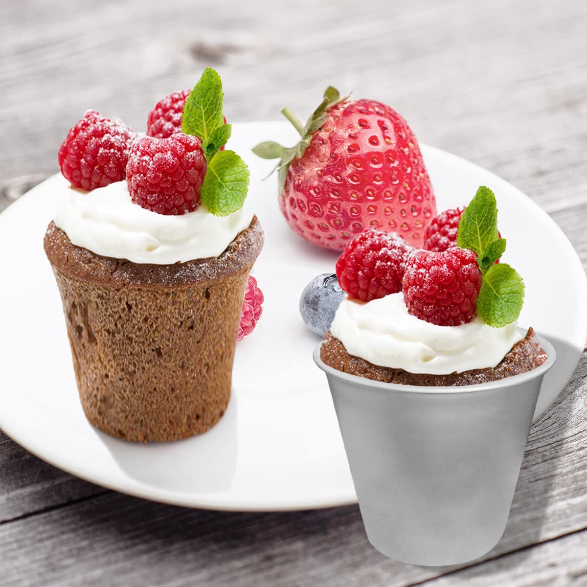 6 Pcs Nonstick Individual Tumblers Popovers Chocolate Molten Pudding Cups Raspberry Mold,3.15 Inch Height