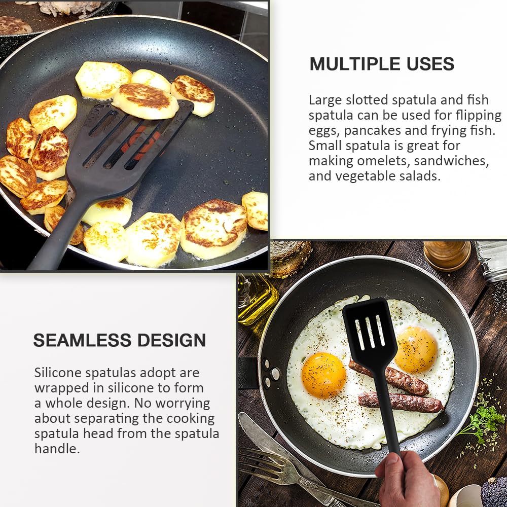Pharamat Silicone Spatula Set Of 4, Silicone Spatula Turner For Kitchen, Silicone Slotted Fish Turner Easy To Clean, Slotted Spa