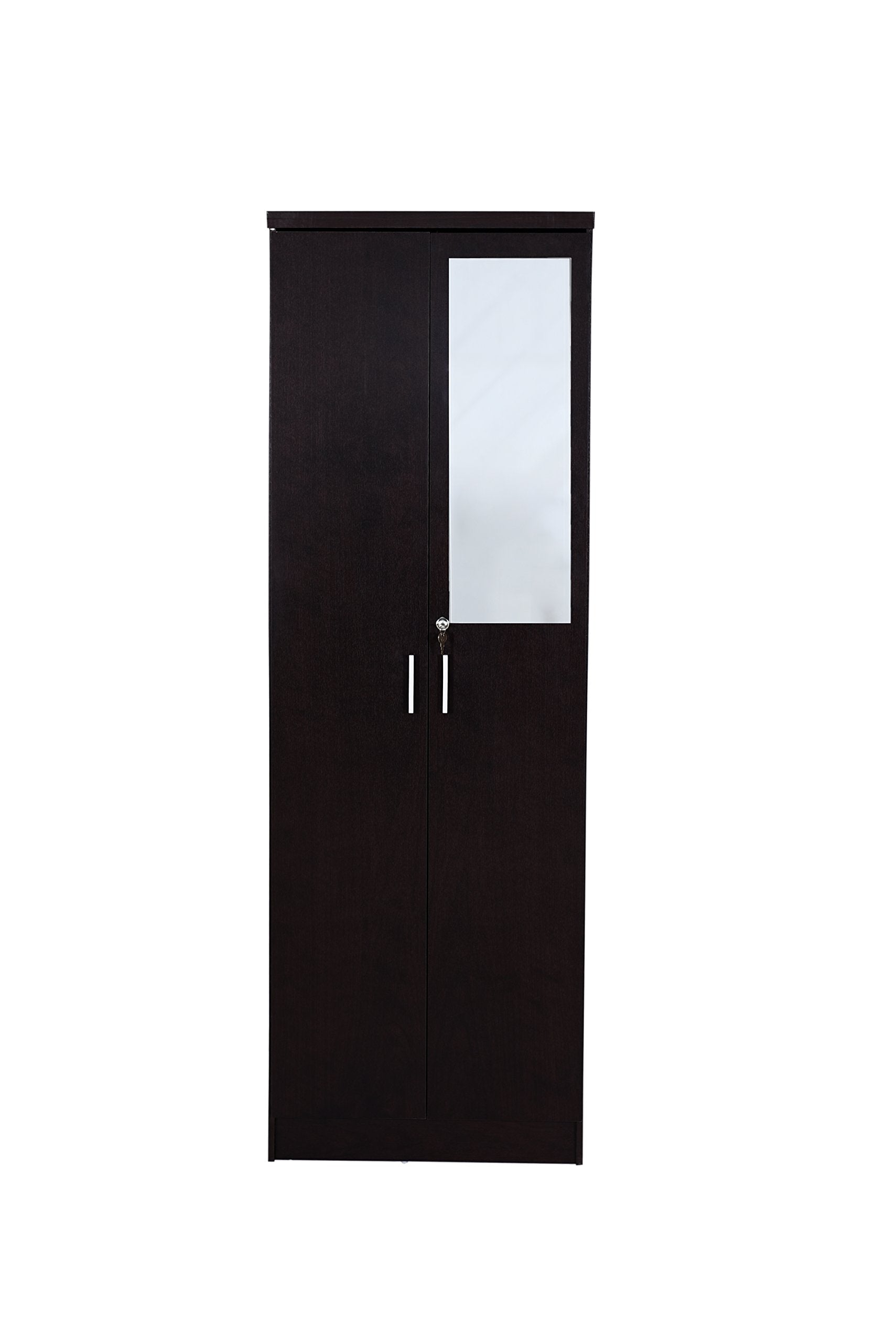 Deckup Cove 2Door Engineered Wood Wardrobe With Mirror (Dark Wenge, Matte Finish)