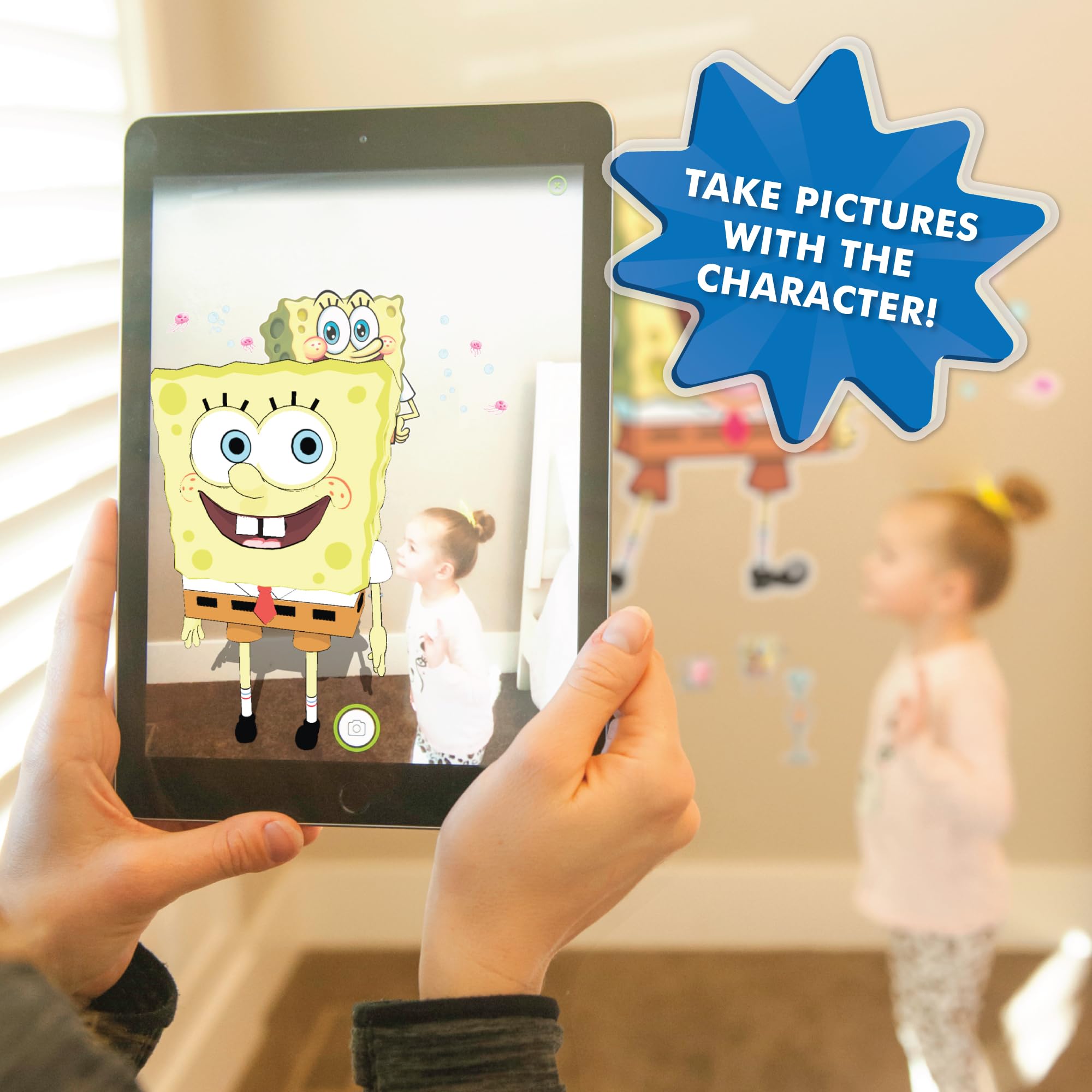 Wall Palz Spongebob Squarepants Wall Decal - 20'' Spongebob Stickers With 3D Augmented Reality Interaction - Spongebob Bedroom D