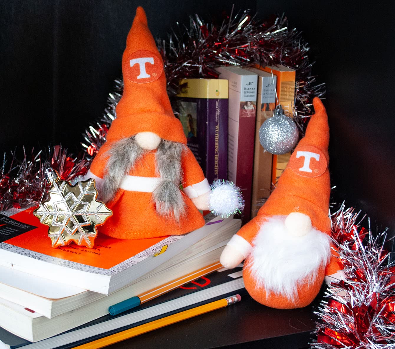 University Tennessee Volunteers Set of 2 Plush Gnome Christmas Tree Ornaments by Hannas Handiworks - Fan/Cheerleader Holiday/Dor