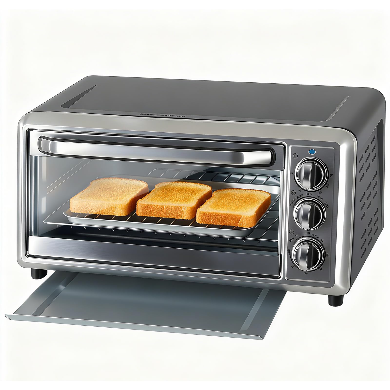 OLIXIS Toaster Ovens Countertop 19Quart, Bake, Toast, Broiler, Pizza and Warm, 1300W, 30 Min Timer, Fry Basket, Backing Pan and 