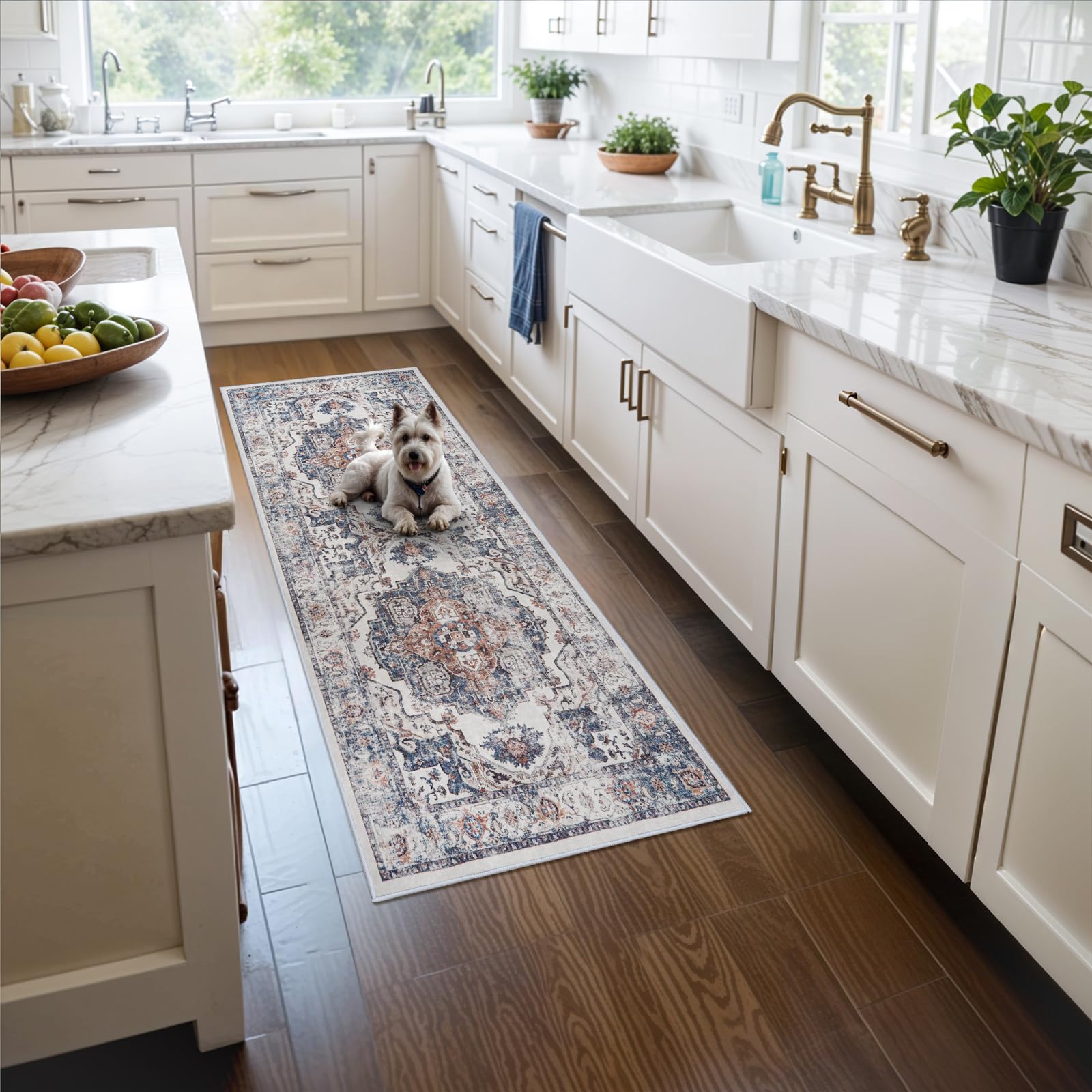2x5 Washable Hallway Runner Rug: Indoor Farmhouse Non-Slip Entry Kitchen Rugs Oriental Thin Light Weight Carpet for Living Room 
