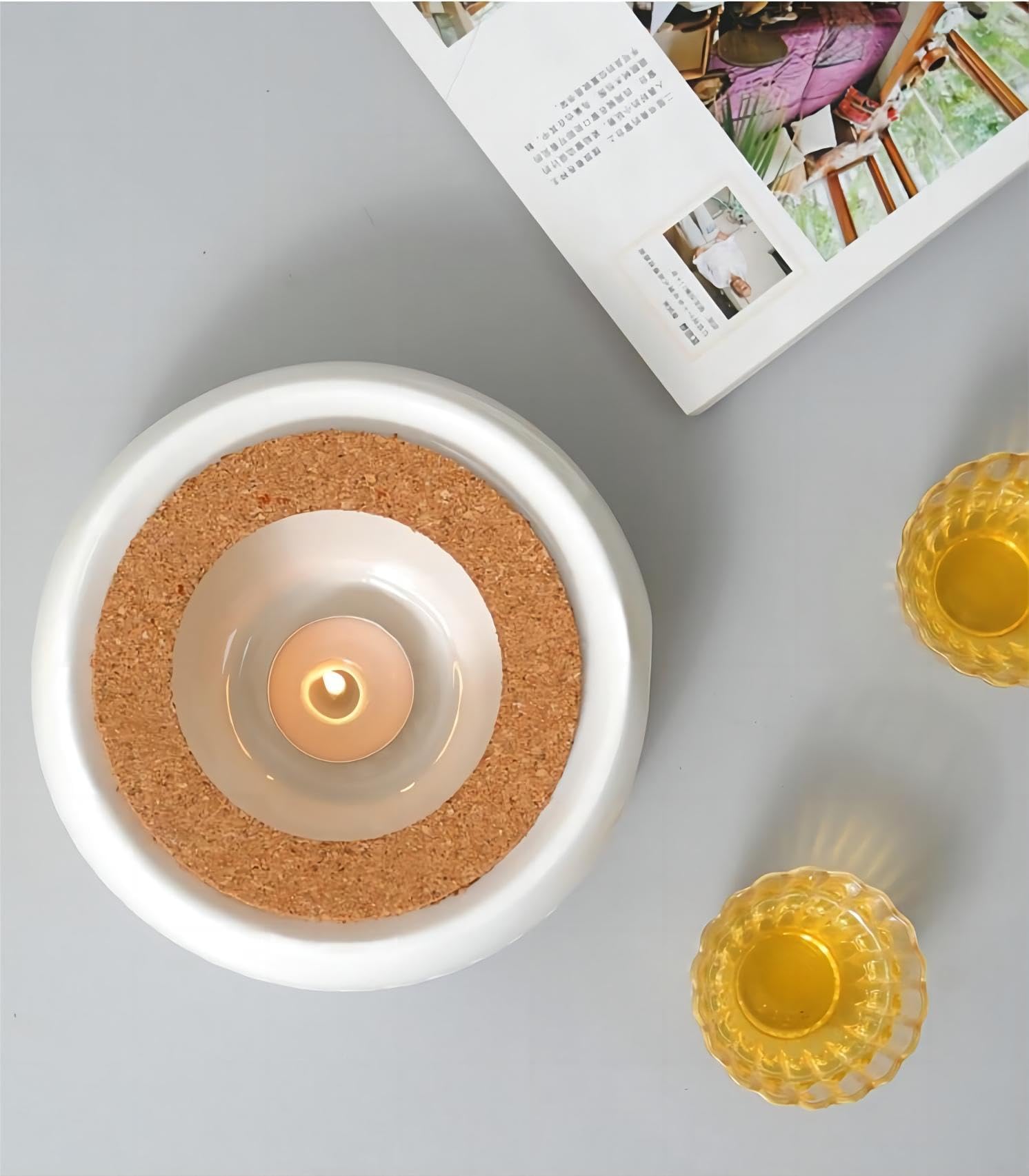 Ceramic Teapot Warmer With Cork Cushion, Teapot Heater, Tea Light Warmer, Suitable For Teapot And Mugs, 6 Inches