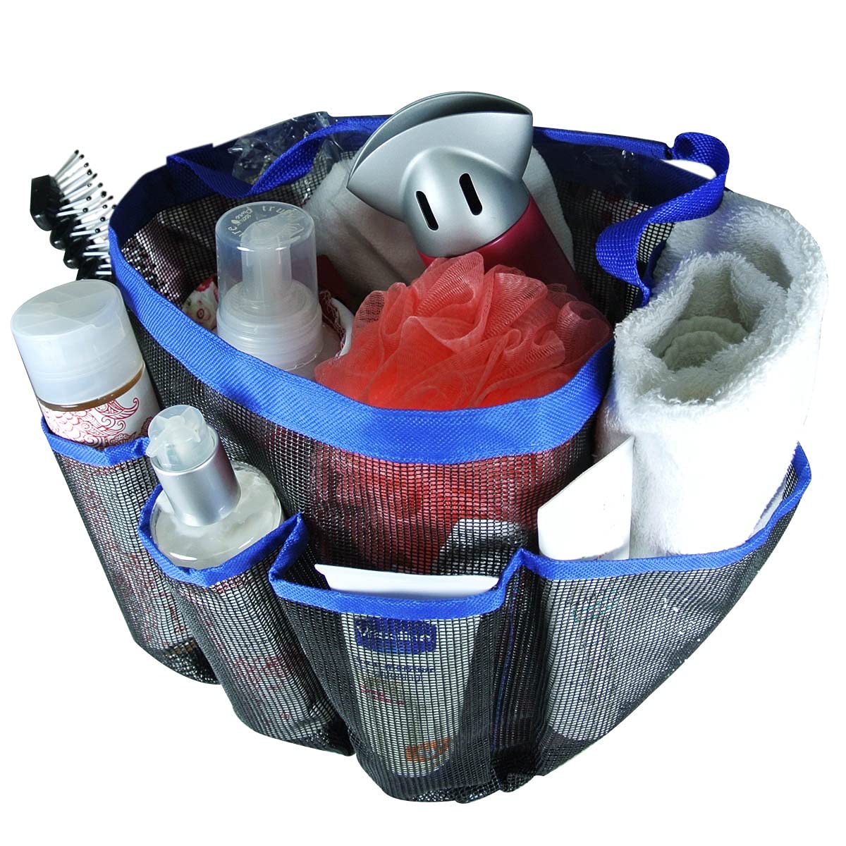 Wrapables Portable Mesh Shower Tote Bag, Blue