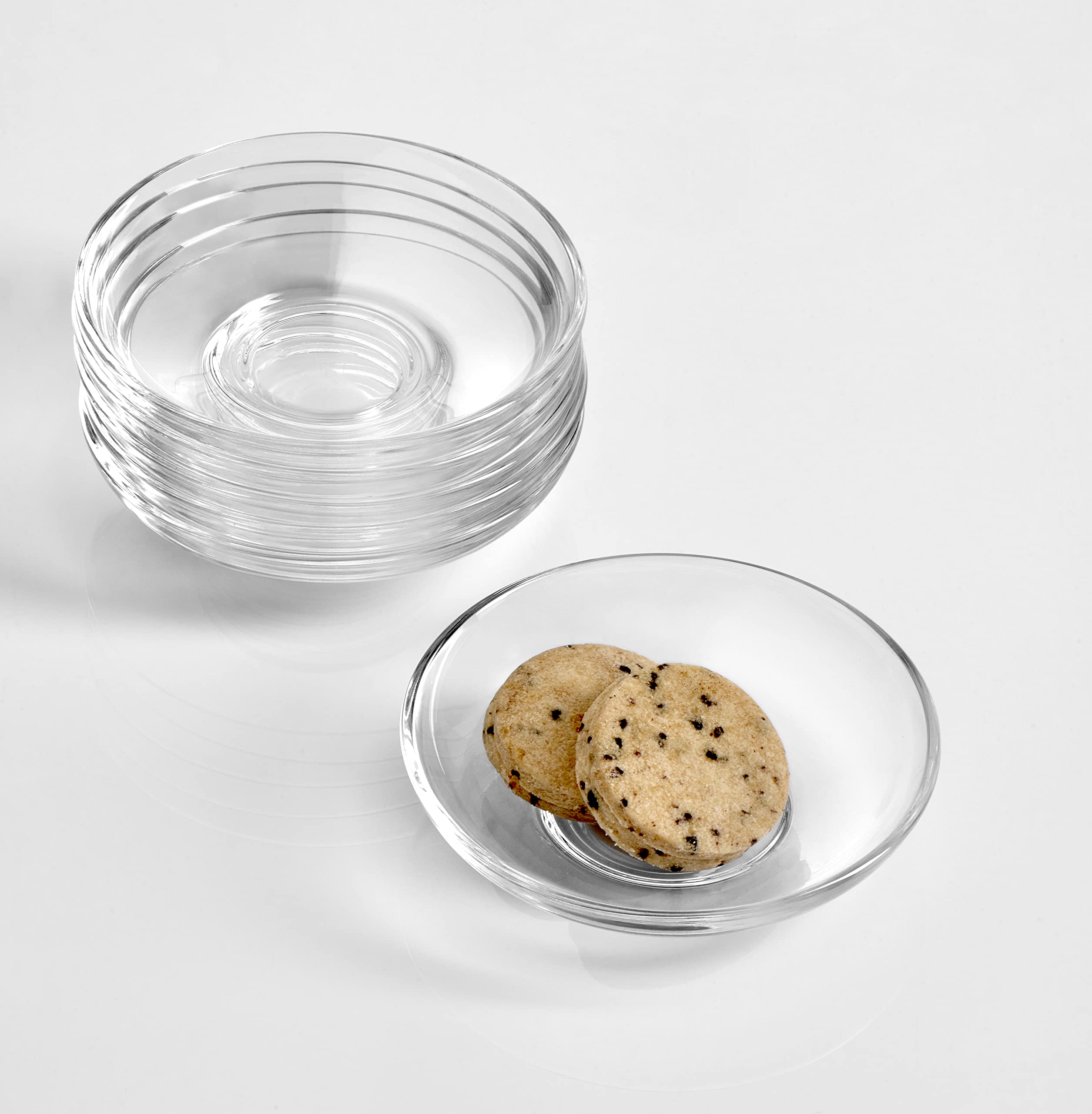 Pasabahce Premium Clear Glass Plate Saucers Set Of 6, Safe In Microwave, Great For Servicing Cookies, Snacks, Fruits, Coffee, An
