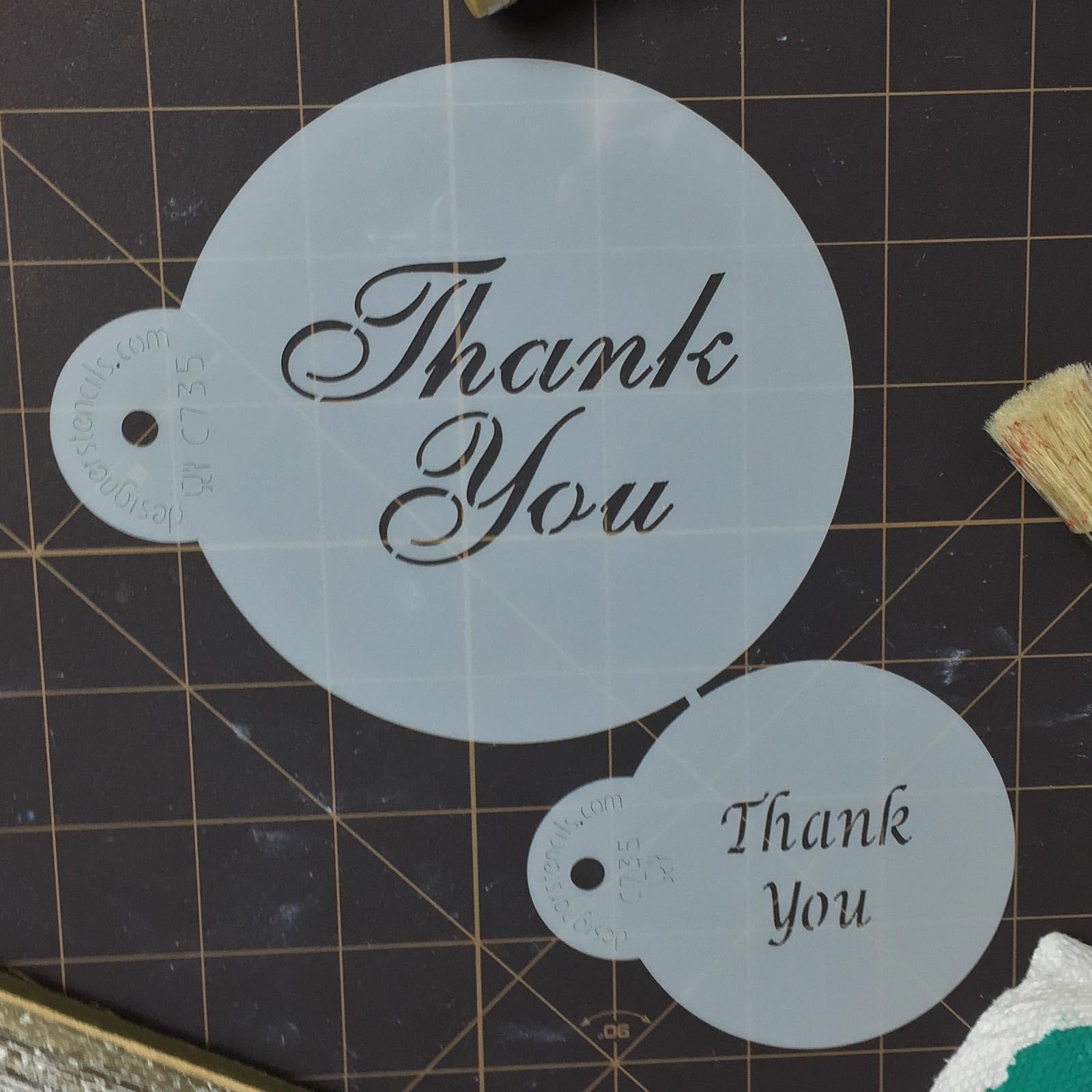 Designer Stencils Thank You Cookie And Cupcake Stencil Set, Beige/Semi-Transparent