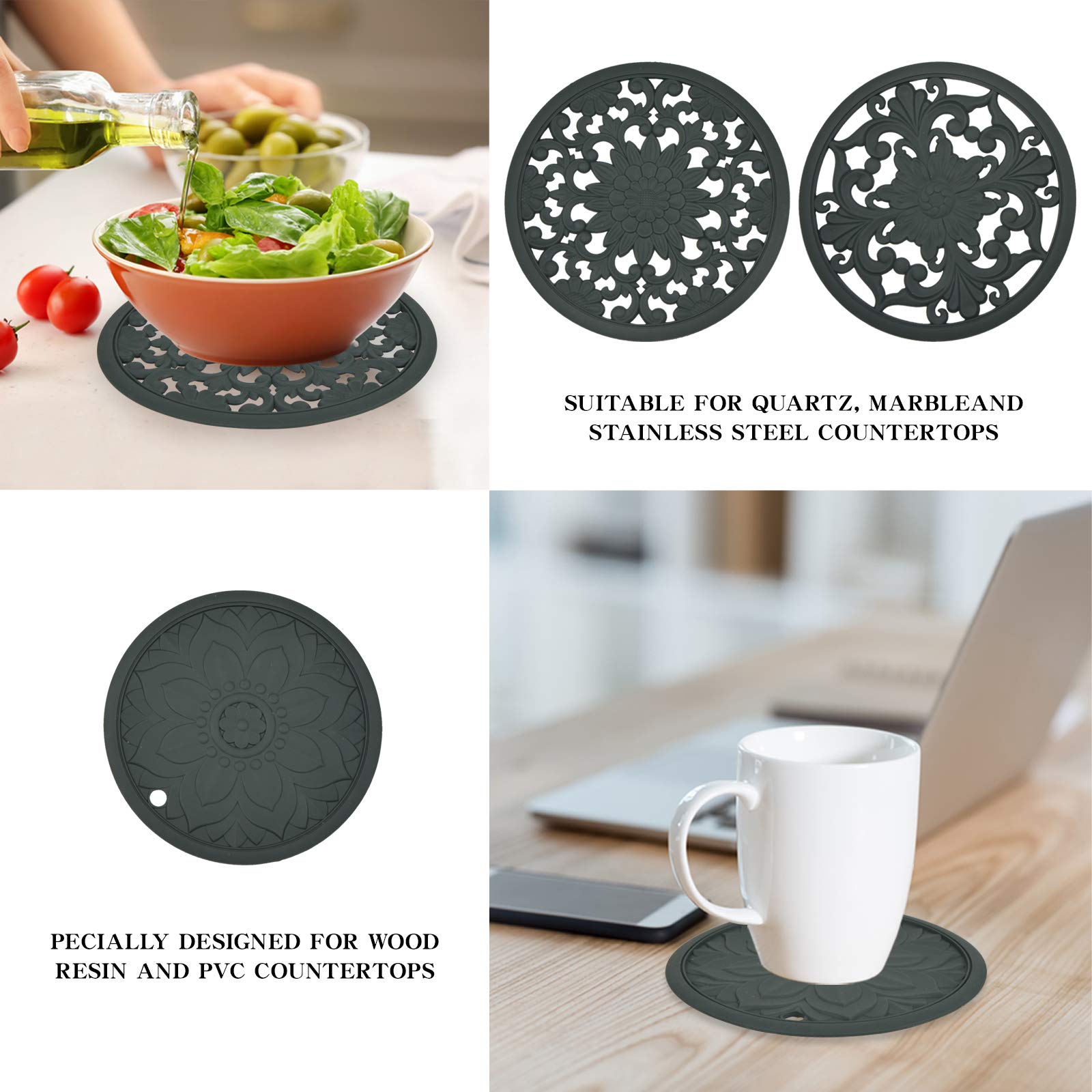 Asfec Silicone Trivet Mat,Set Of 3 Heat Resistant Trivet For Hot Dishes Trivets For Hots Pots And Pans,Trivet Flexible Non Slip