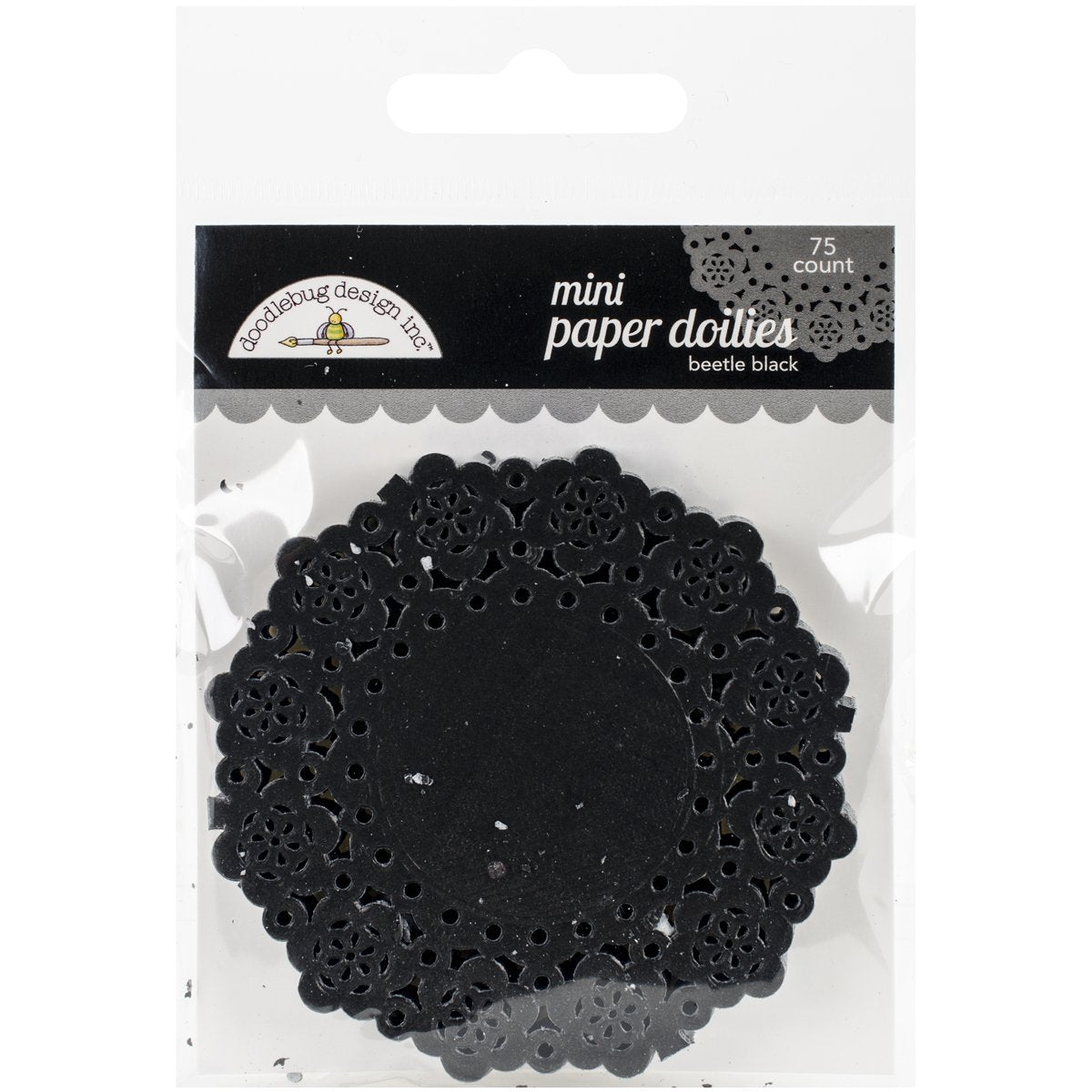 Doodlebug Mini Doilies (75 Pack), Beetle Black, Large