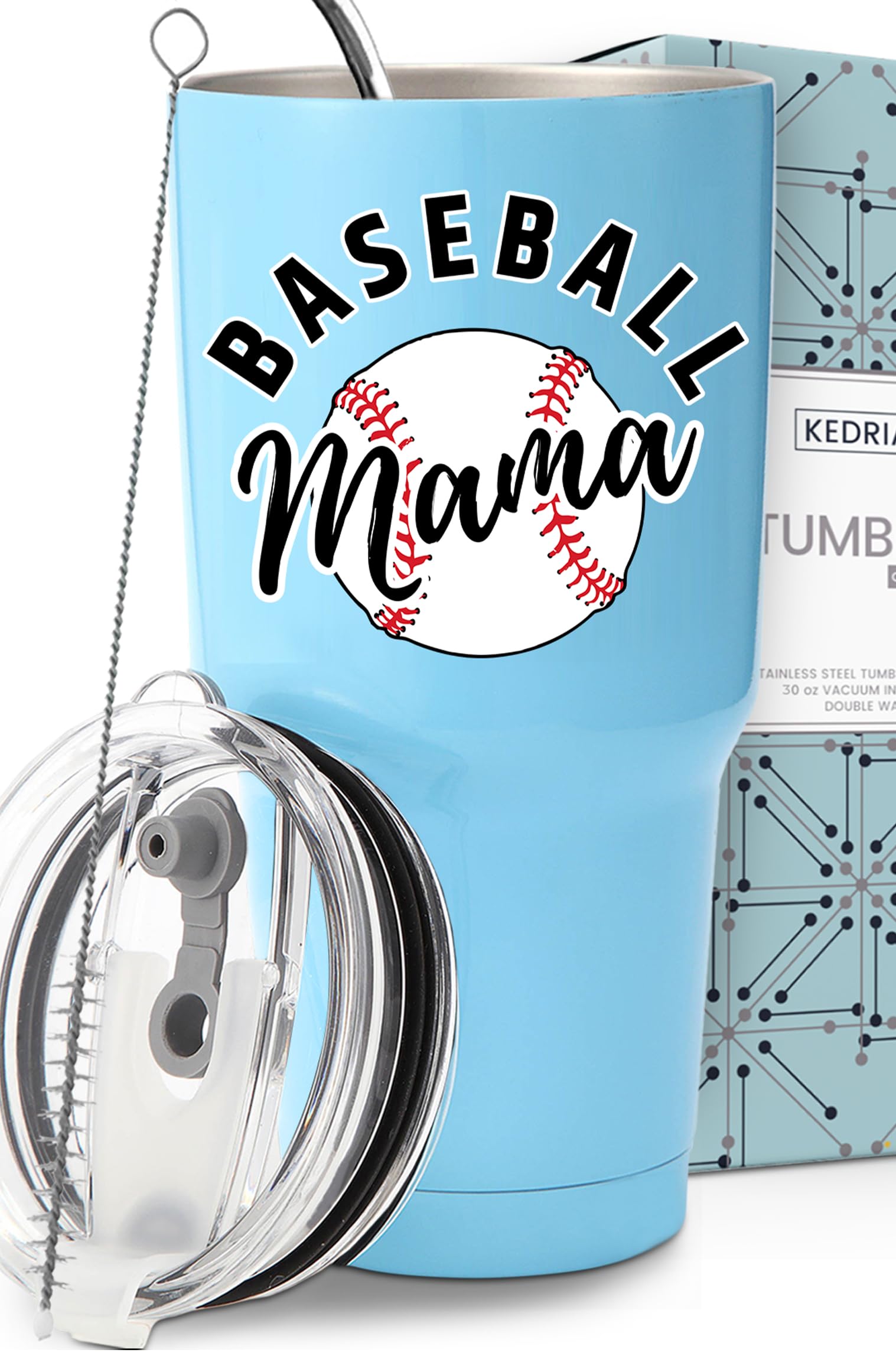 KEDRIAN Baseball Mama Tumbler 30oz, Baseball Mom Gift Ideas, Baseball Coffee Travel Mug, Birthday, Christmas, Gift Ready