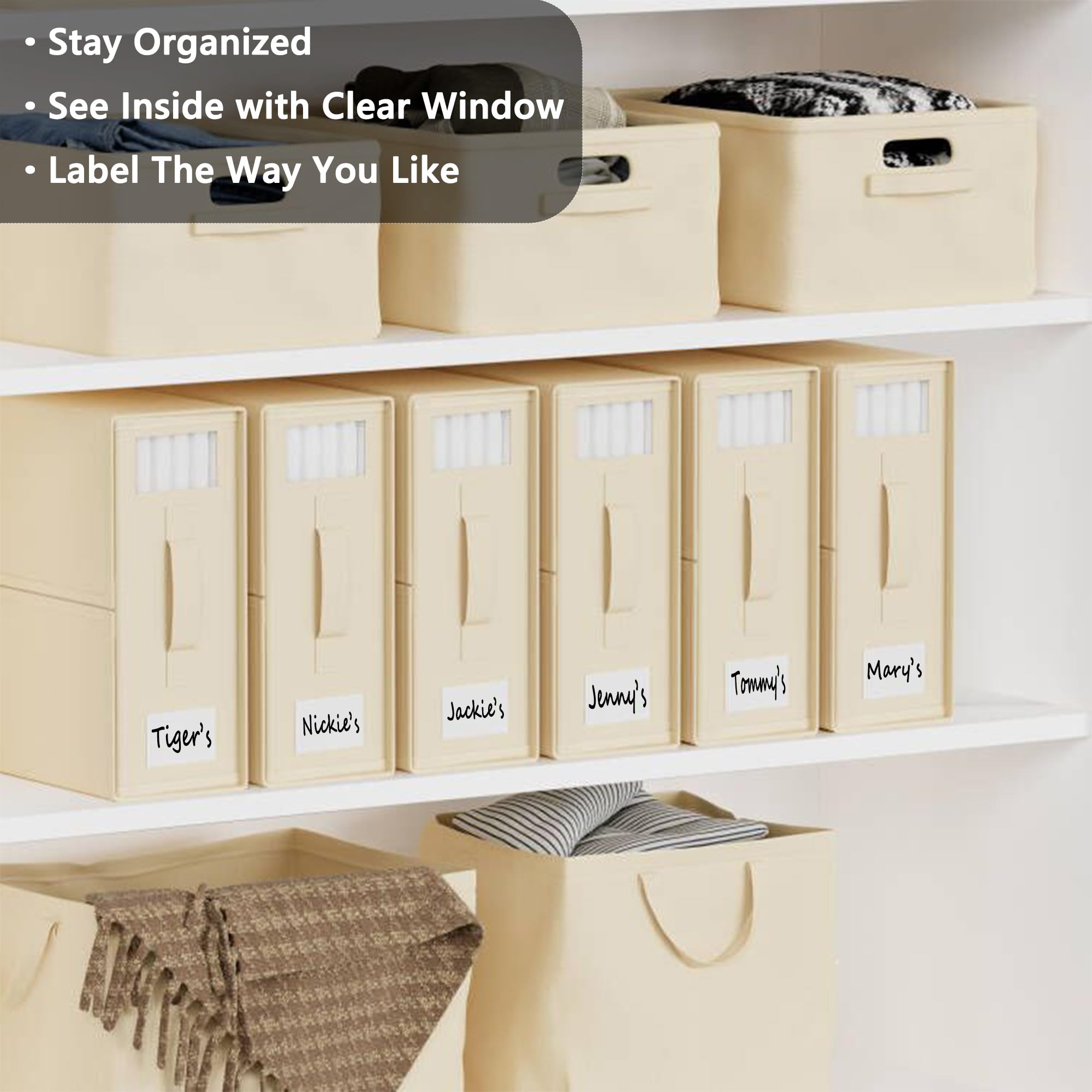 SheetCube Bed Sheet Organizers and Storage 8 Pack, Foldable Linen Closet Organizer with Window and Label, Bedding Folder Storage