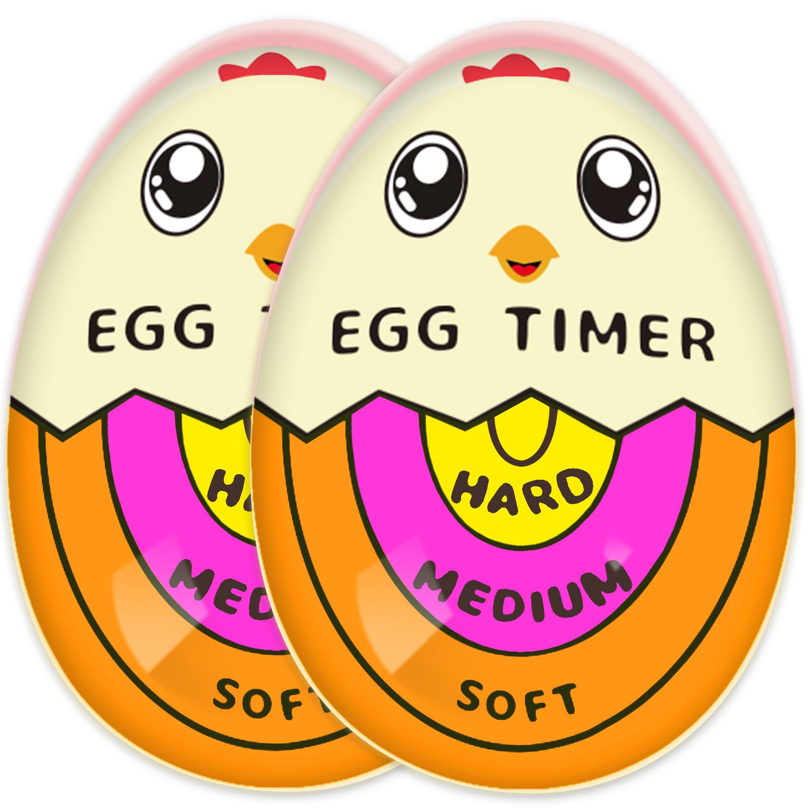 Lasubst Egg Timer for Boiling Eggs That Changes Color When Done, Orange, Pack of 2