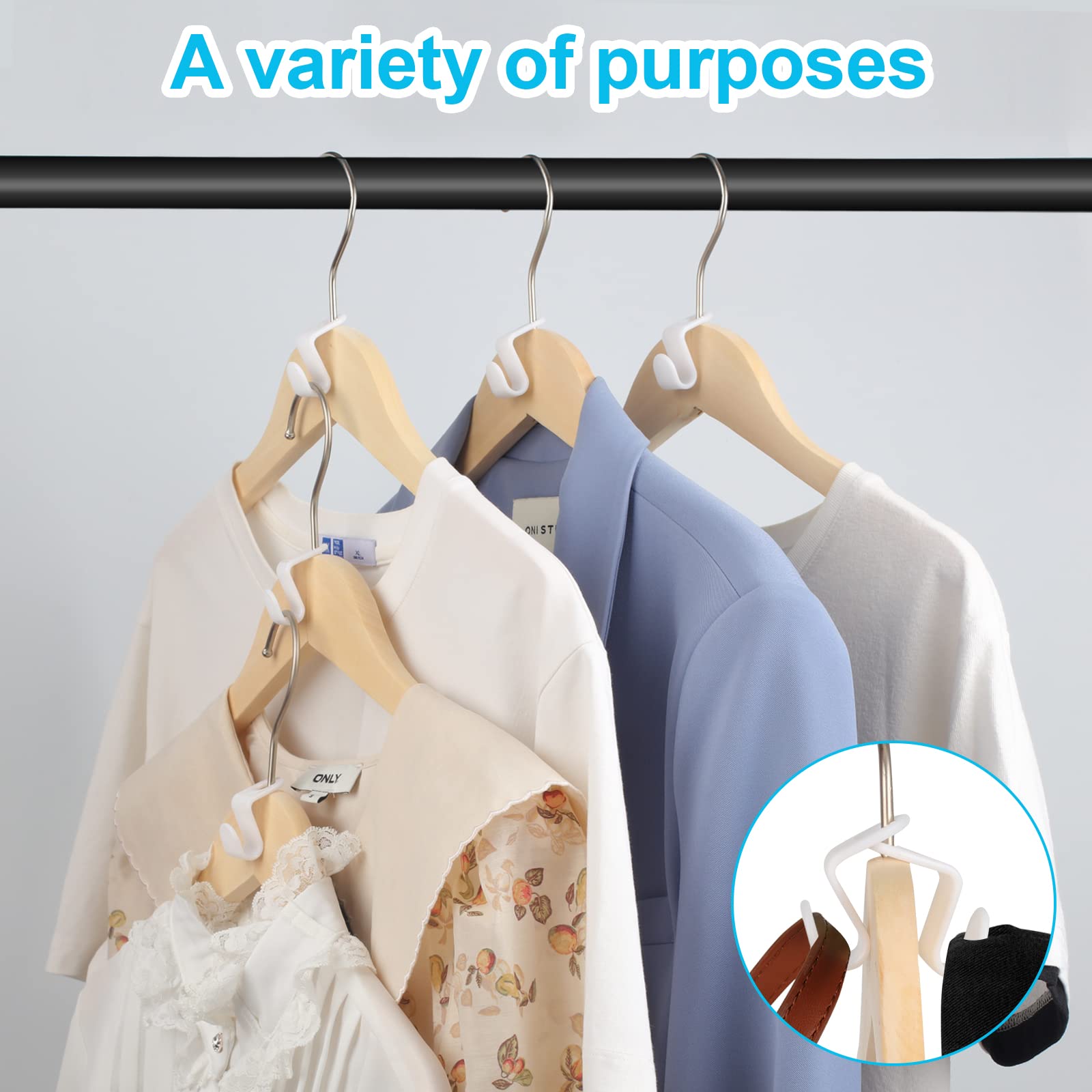 100 Pcs Hanger Connector Hooks, Hangers Space Saving, Hanger Hooks, Hanger Clips For Plastic Hangers(White)