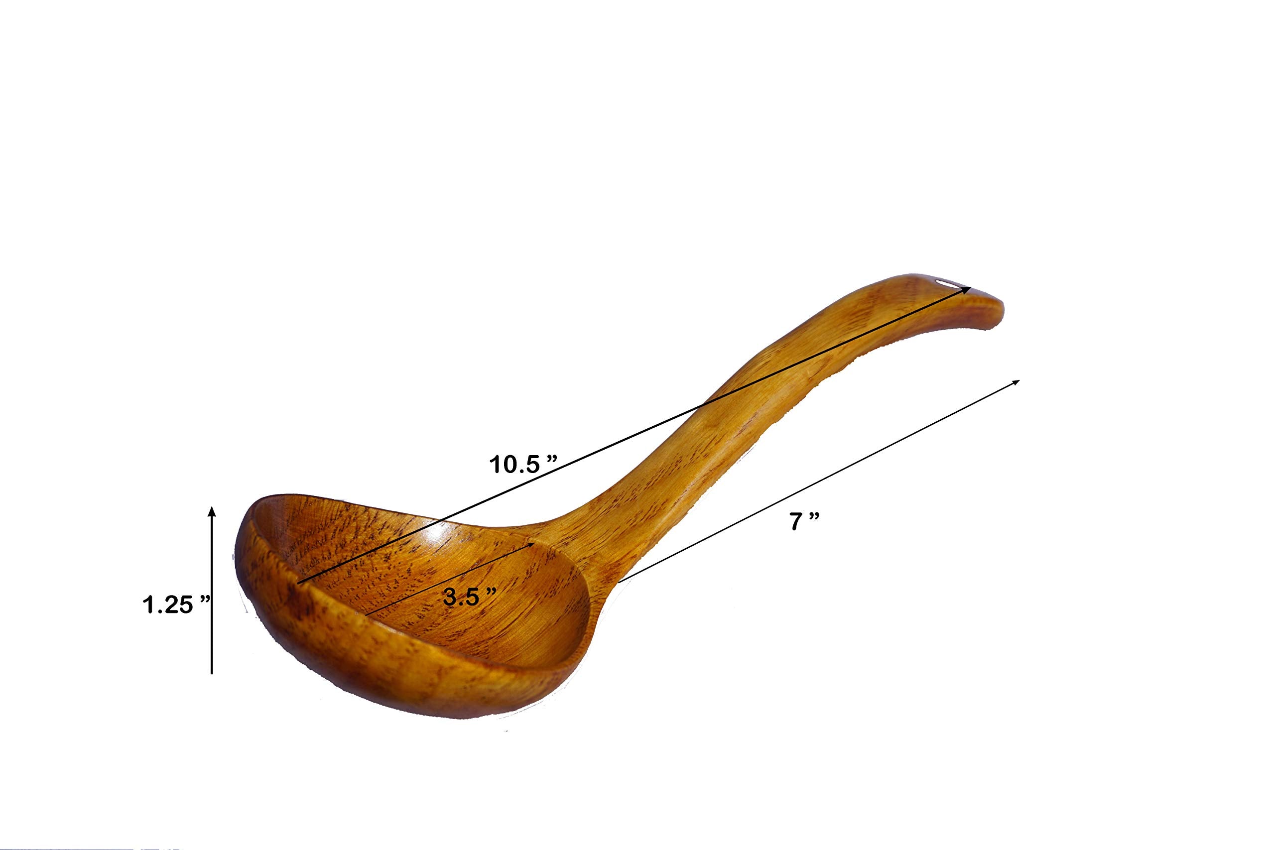 Jb Home Collection, Large Wooden Kitchen Cooking Soup Gravy Porridge Serving Ladle Spoon Utensil Eco Friendly (10.5X3.5 Inch, 1)