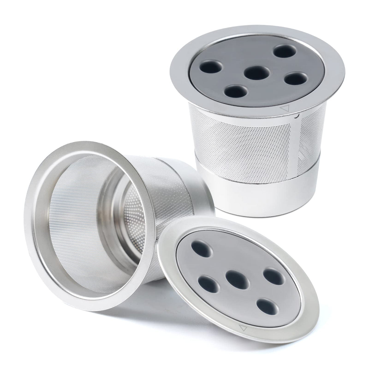2 Pack Stainless Steel Reusable K Cups For K Eurig Supreme & Supreme Plus, Five Hole Universal K-Eurig Reusable Refillable Coffe