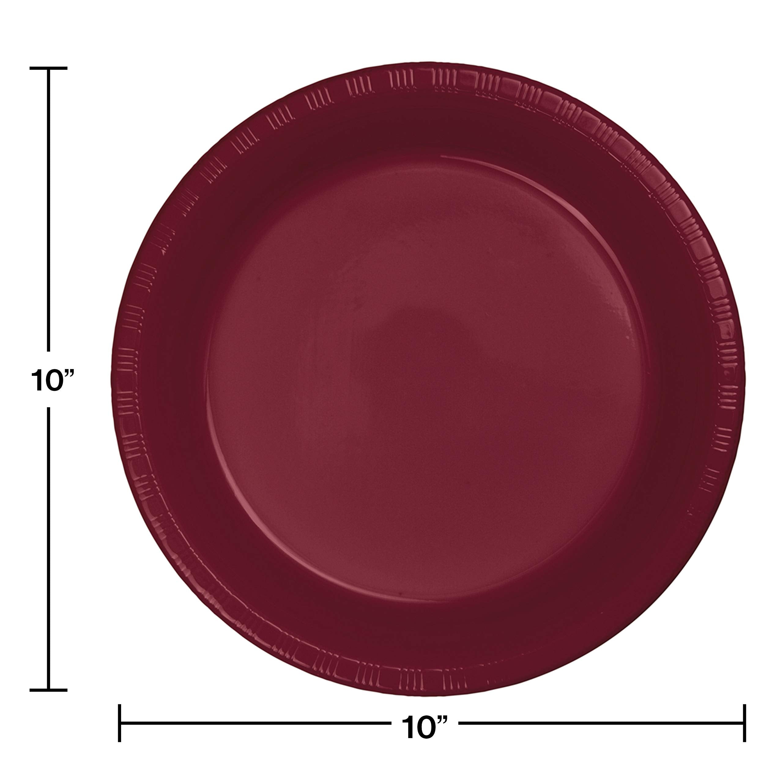 Creative Converting Burgundy Red Round Plastic Plates Party Supplies, 10''