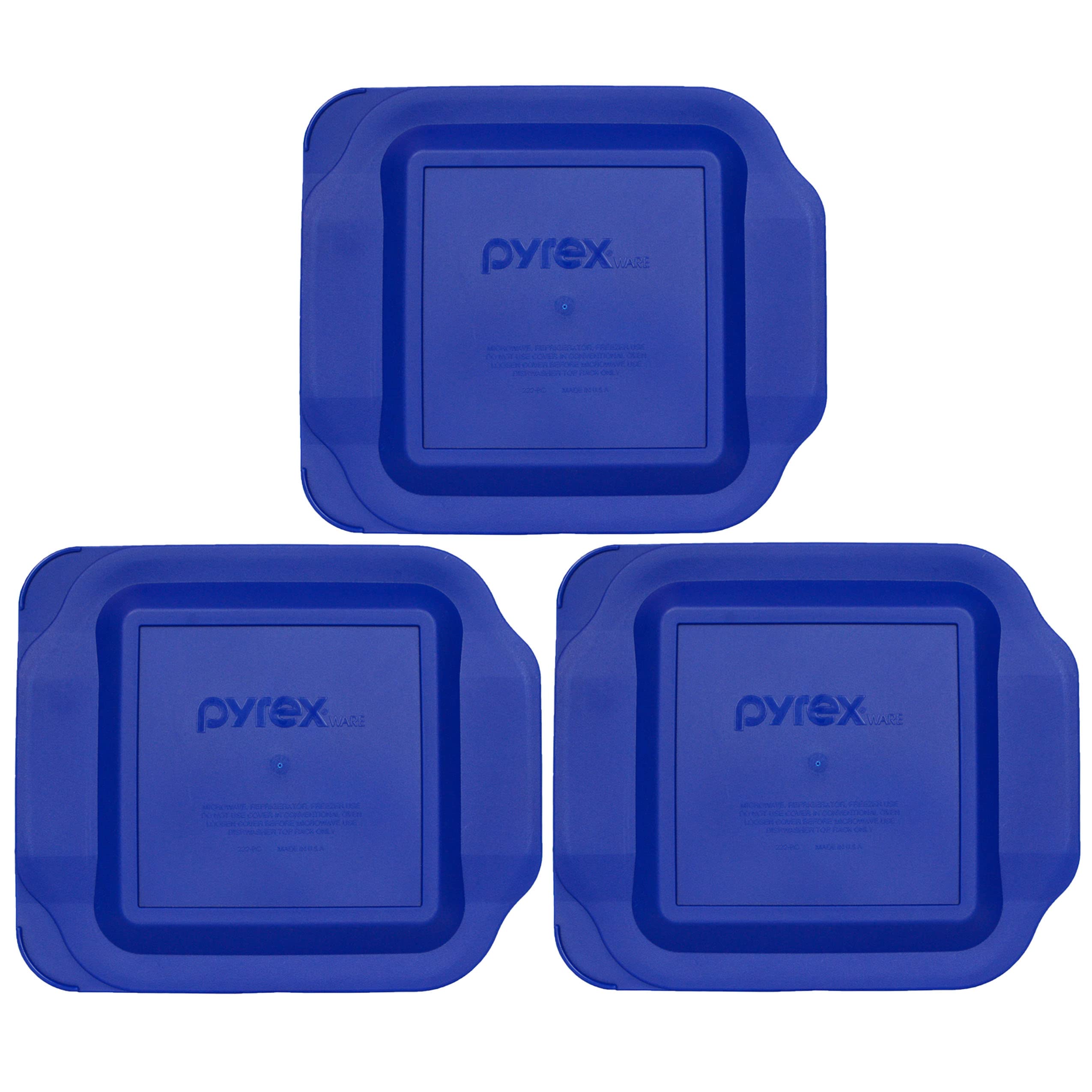 Pyrex 222-Pc 2Qt Blue Replacement Food Storage Lids (3-Pack)