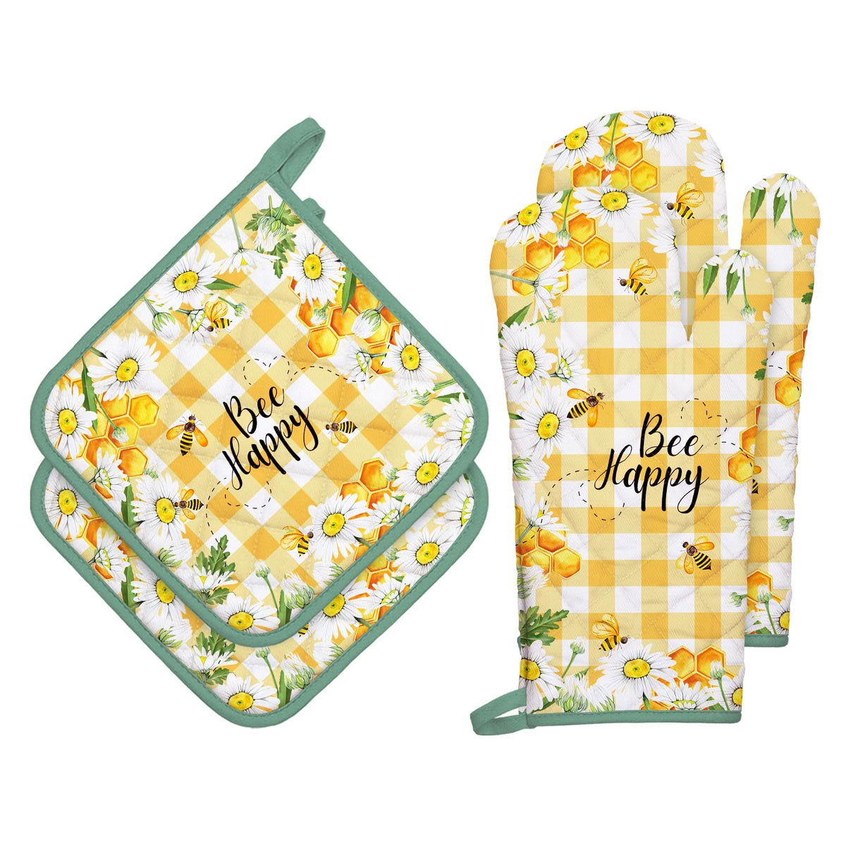 Arquiel Cat Oven Mitts And Pot Holders Sets 100% Cotton Heat Resistant, Extra Long Oven Gloves Potholder For Kitchen Cooking Bak