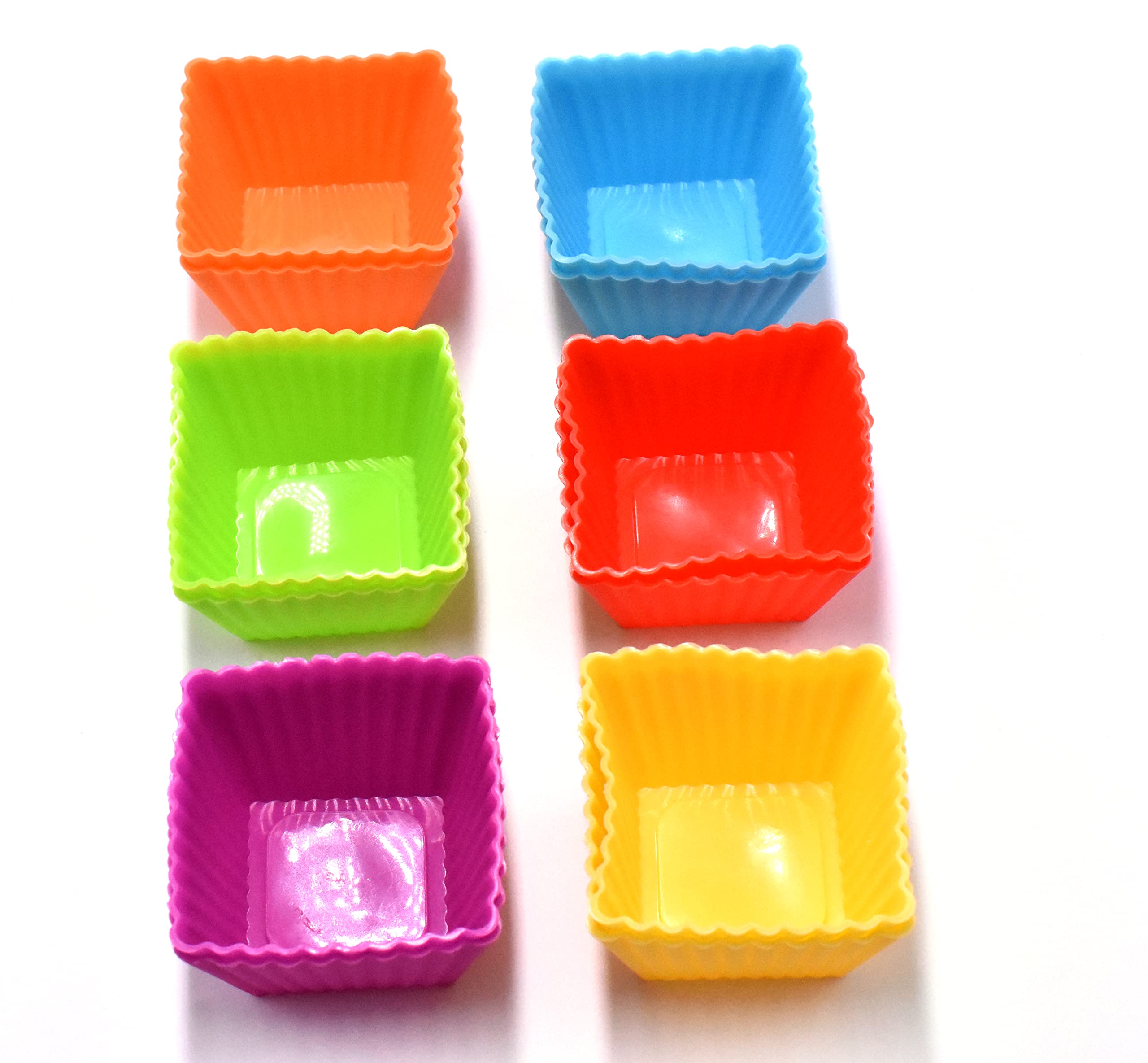 12Pcs Silicone Mini Reusable Muffin Baking Cup Small Cupcake Holders Random Color Silicone Cupcake Liners Pastry Dessert Cups No