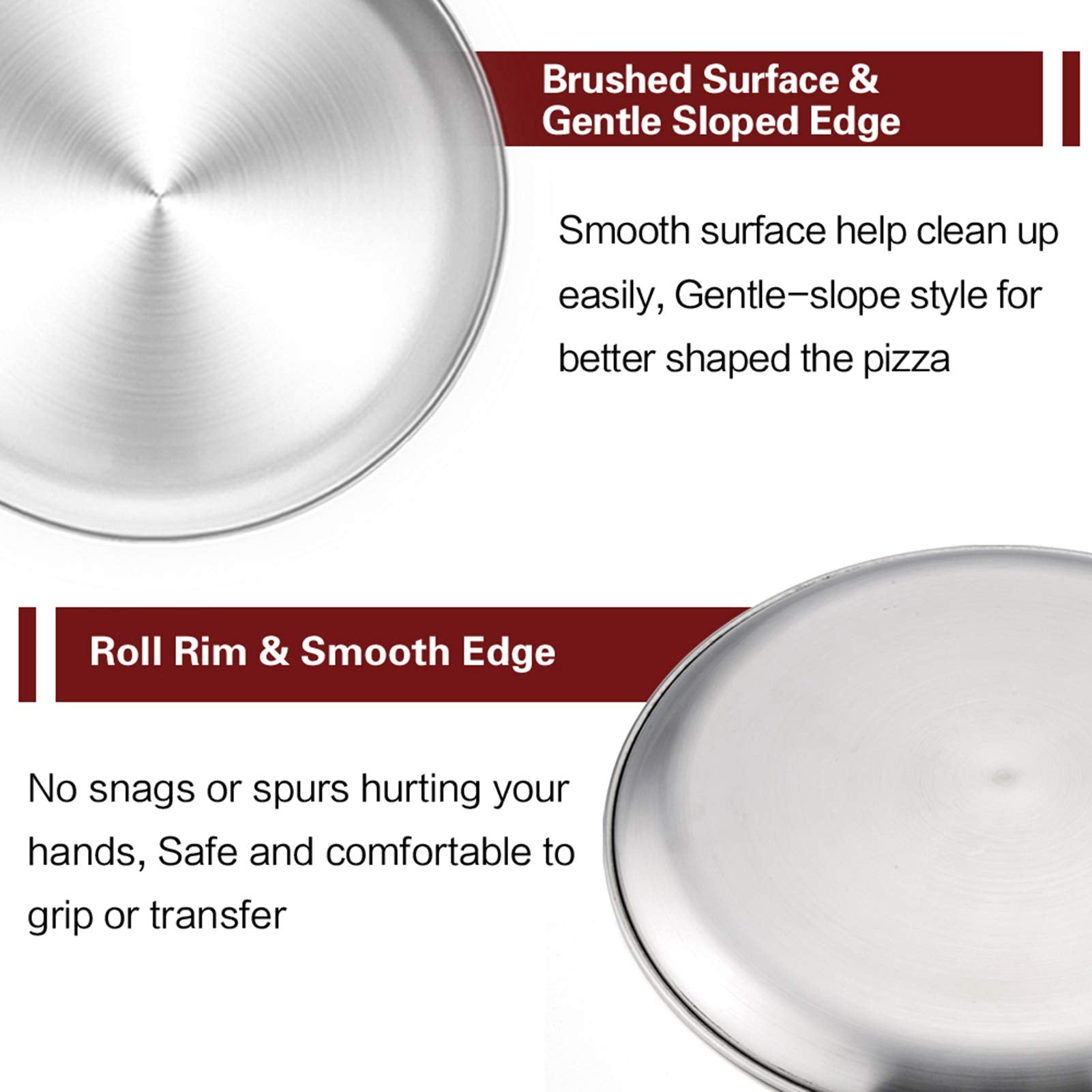 Teamfar Pizza Pan, 12 Inch Pizza Pan Set Round Pizza Oven Baking Pans Tray Stainless Steel For Home Restaurant Party, Healthy &