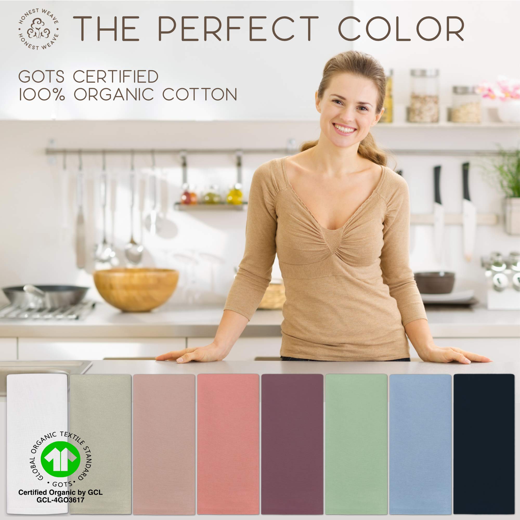 Honest Weave Gots Certified Organic Cotton Washable Cloth Napkins Sets For Everyday Dining, Dinner Parties, Weddings | Oversized