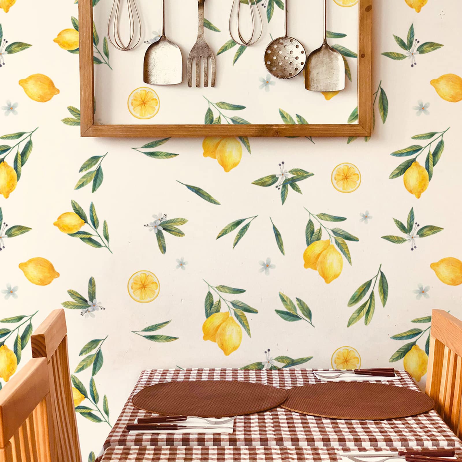 Maydahui Lemon Wall Decals Lemonade Green Leaves And Flowers Wall Stickers (41X41 Inch) Peel Stick Removable Summer Fruits Art M