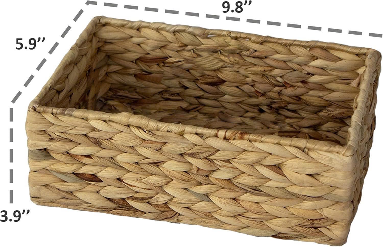 Hand Woven Square Tissue Box Cover Holder | Rustic Wicker Straw Tissue Paper Box Napkin Dispenser Organizer For Kitchen, Bathroo