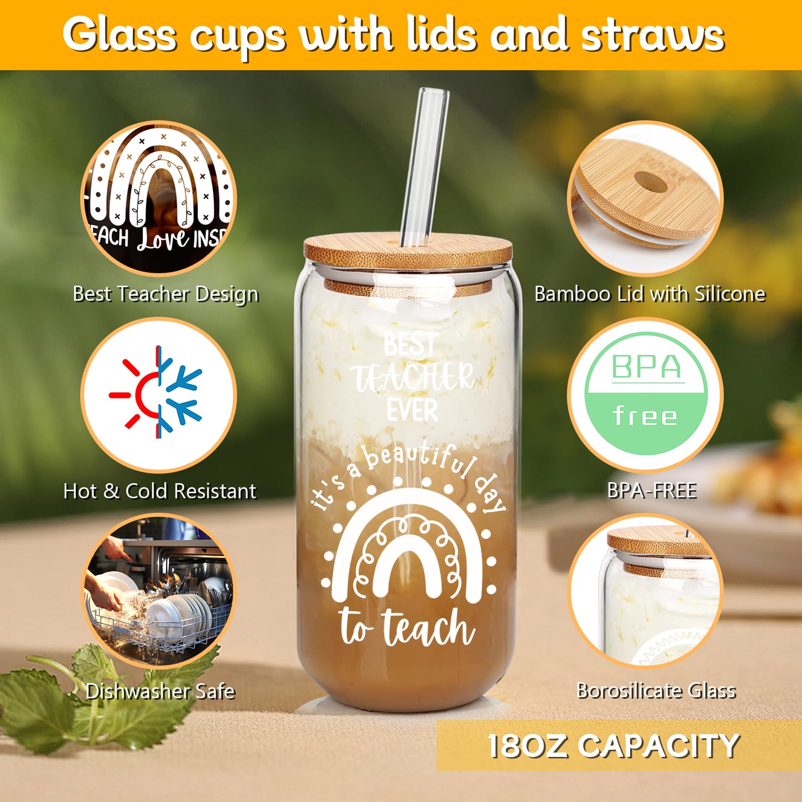 Anotion Teacher Appreciation Tumbler - Back To School Teacher Appreciation Gifts Bulk Teacher Gifts Women Best Teacher Ever Back