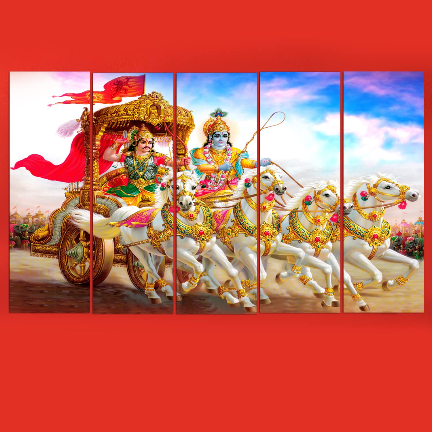 Maxstone Improve Your Place Wall Painting Digital Multiple Pannal (Multicolour, 60 X 30 Inch) Vynl, Sparkle Effects,Wall Paintin