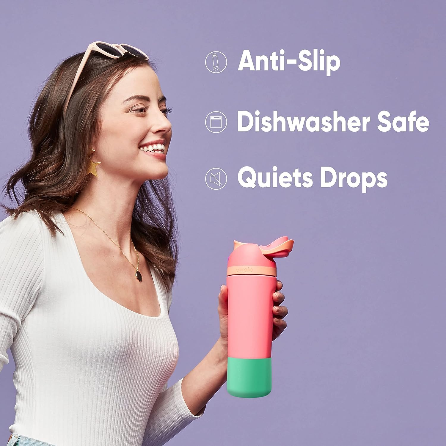 Owala Freesip Insulated Stainless Steel Water Bottle With Straw For Sports And Travel, Bpa-Free, 40-Oz, Shy Marshmallow