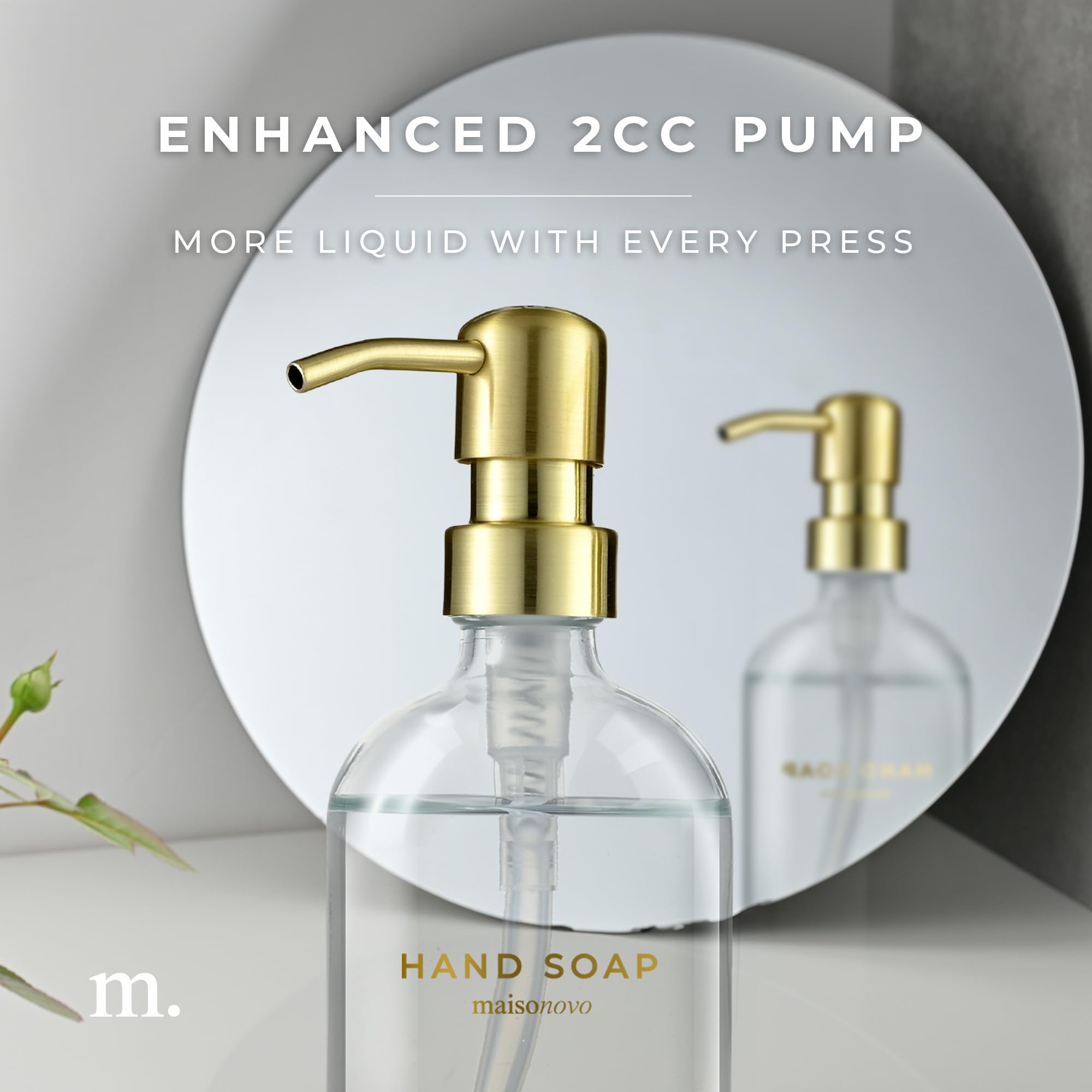 Maisonovo Hand Soap Dispenser For Bathroom | 16.9 Fl Oz Clear Glass Gold Pump X 1