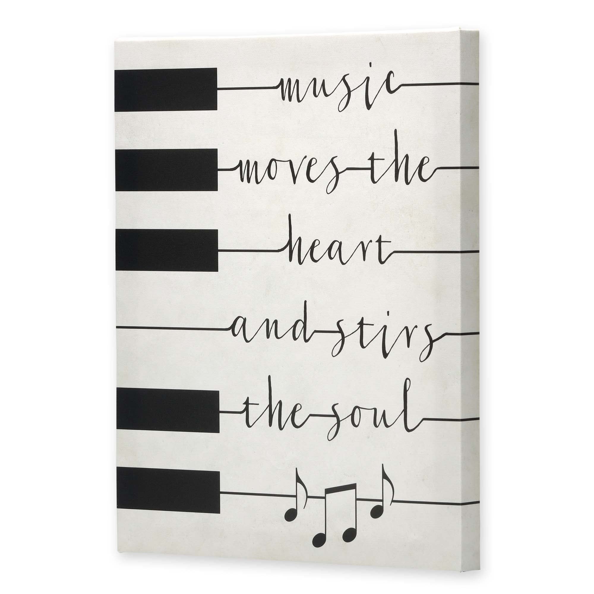 Open Road Brands Piano Keys Music Quote Gallery Wrapped Canvas Wall Decor - Music Moves The Heart And Stirs The Soul - Piano Can