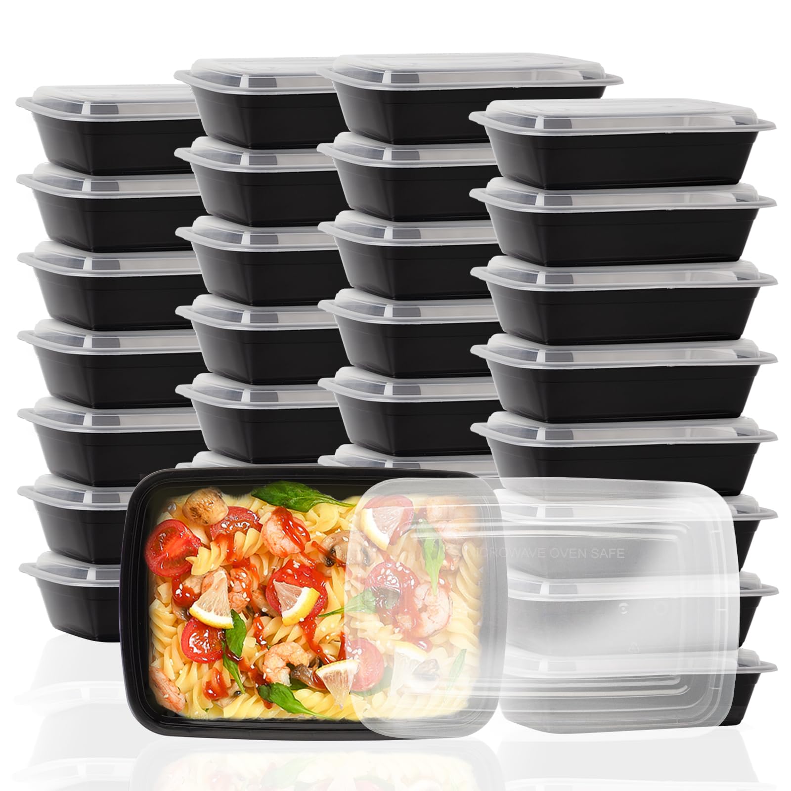 Ezalia 30 Pack- Meal Prep Containers 38Oz, Plastic Food Prep Containers Reusable, Leakproof To Go Food Containers With Lids, Bpa