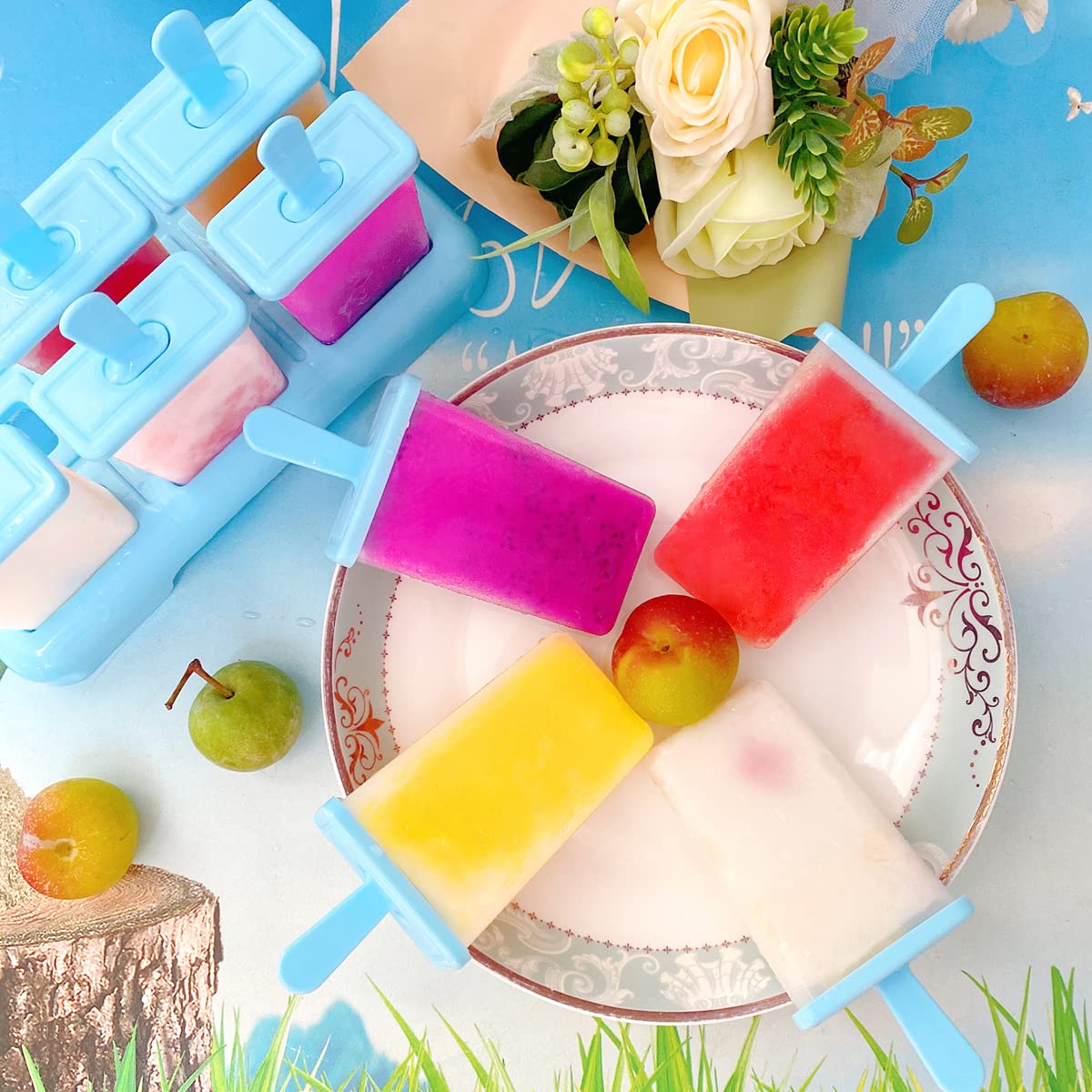 Alinana 9 Cavities Popsicles Molds, Without Bpa Popsicle Molds With Built-In Popsicle Stick, Diy Popsicle Molds With Cleaning Br