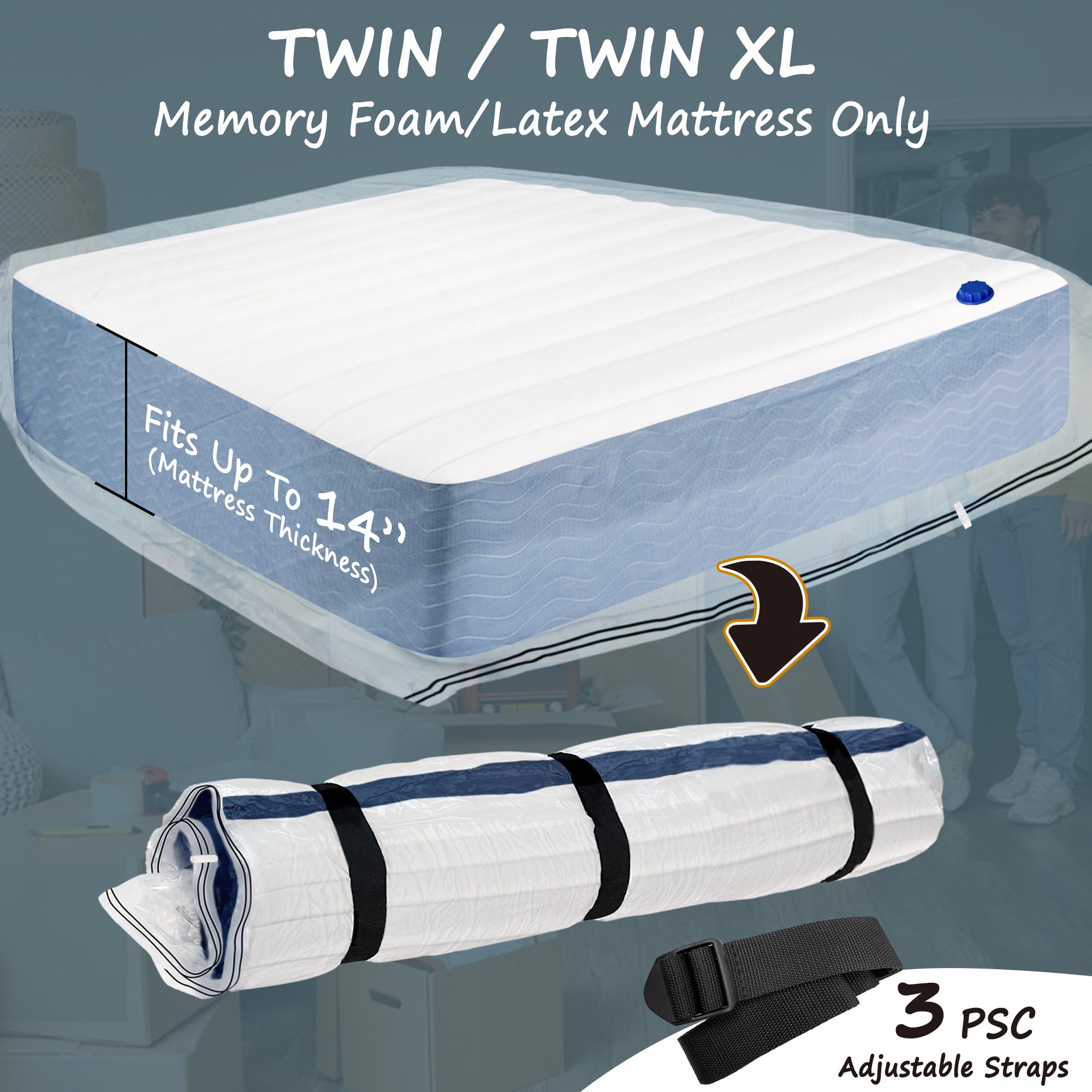 Meersburg Vacuum Storage Bag For Mattress - Vacuum Seal Bag For Memory Foam And Latex - Easy Moving, Shipping And Storage (Twin/