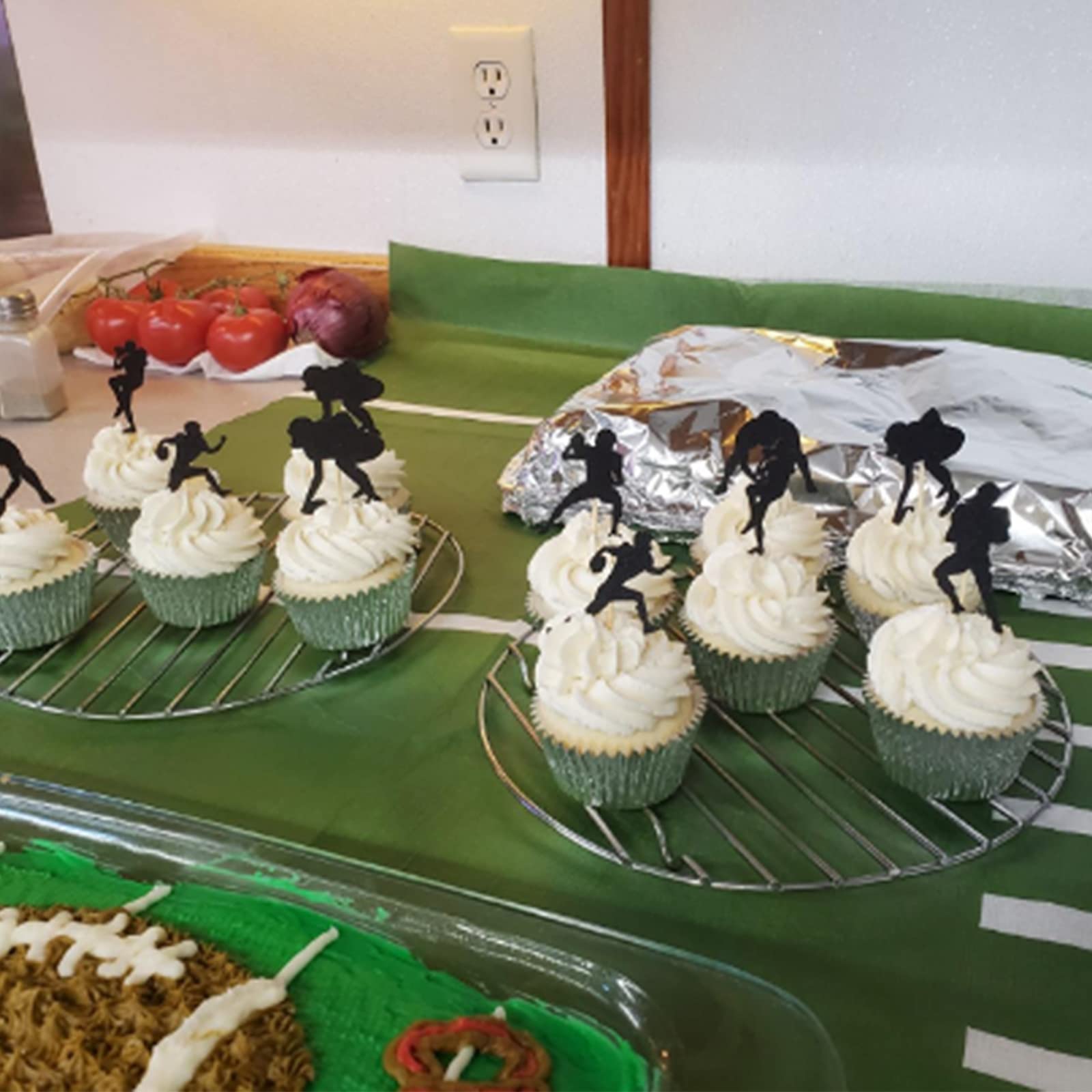 America Football Cupcake Toppers Sports Party Decorations 24Pcs Superbo Rugby Cupcake Toppers For Boys Birthday