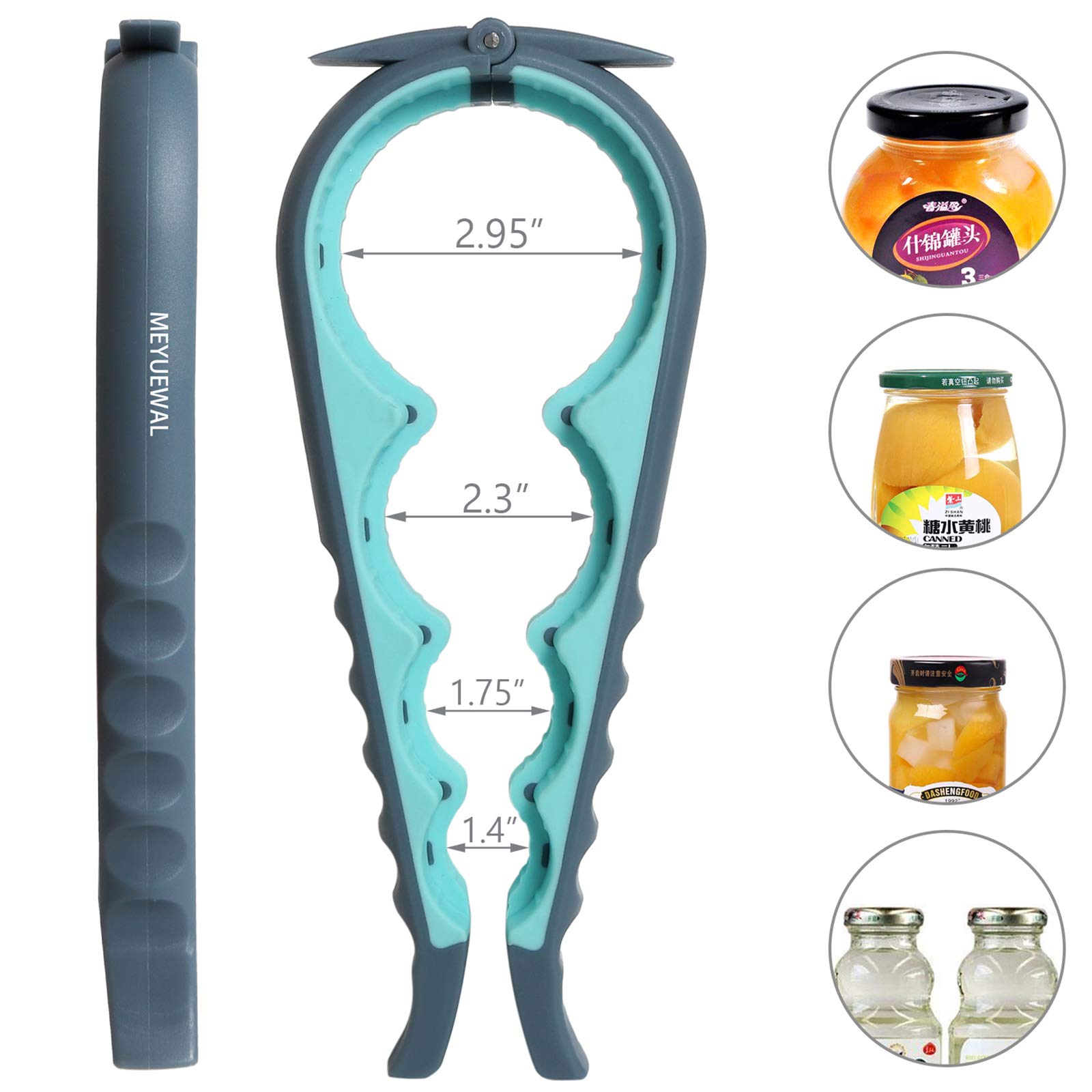 Jar Opener, 5 In 1 Multi Function Can Opener Bottle Opener Kit With Silicone Handle Easy To Use For Children, Elderly And Arthri