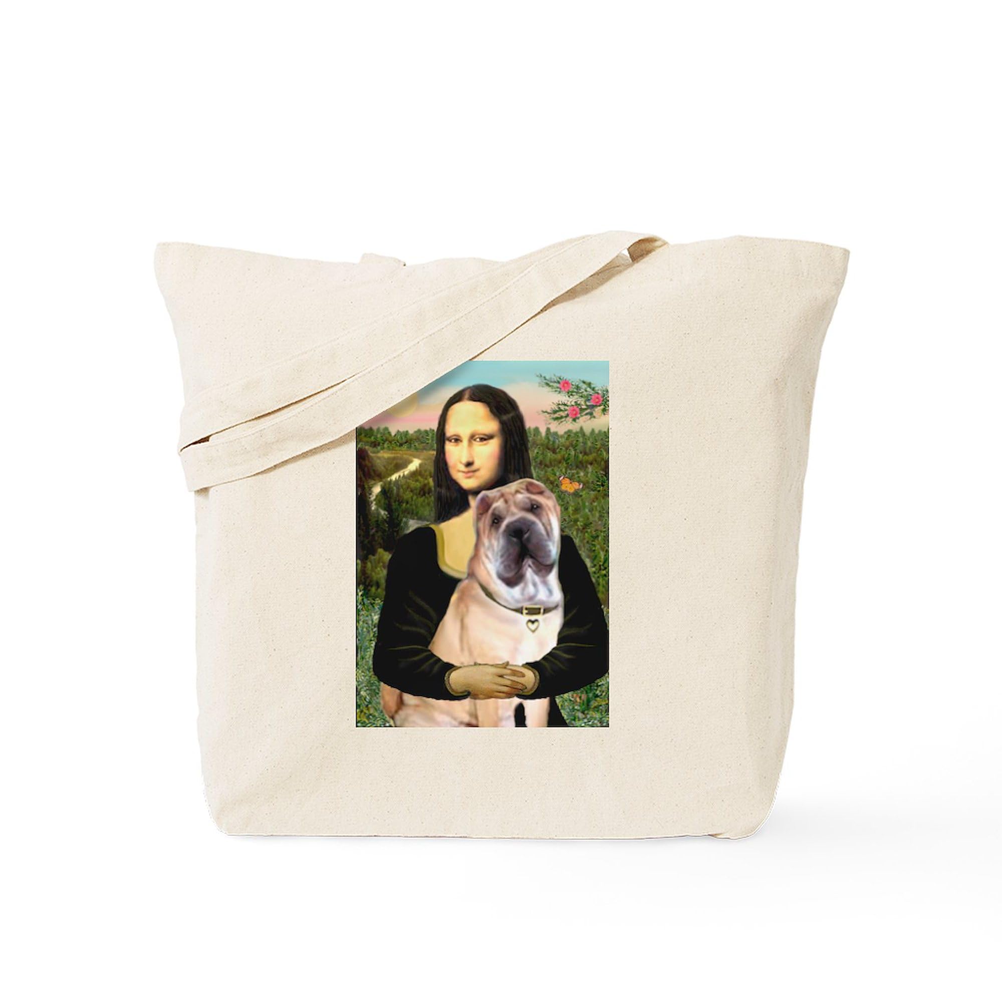 Cafepress Mona Lisa'S Shar Pei (#5) Tote Bag Natural Canvas Tote Bag, Reusable Shopping Bag