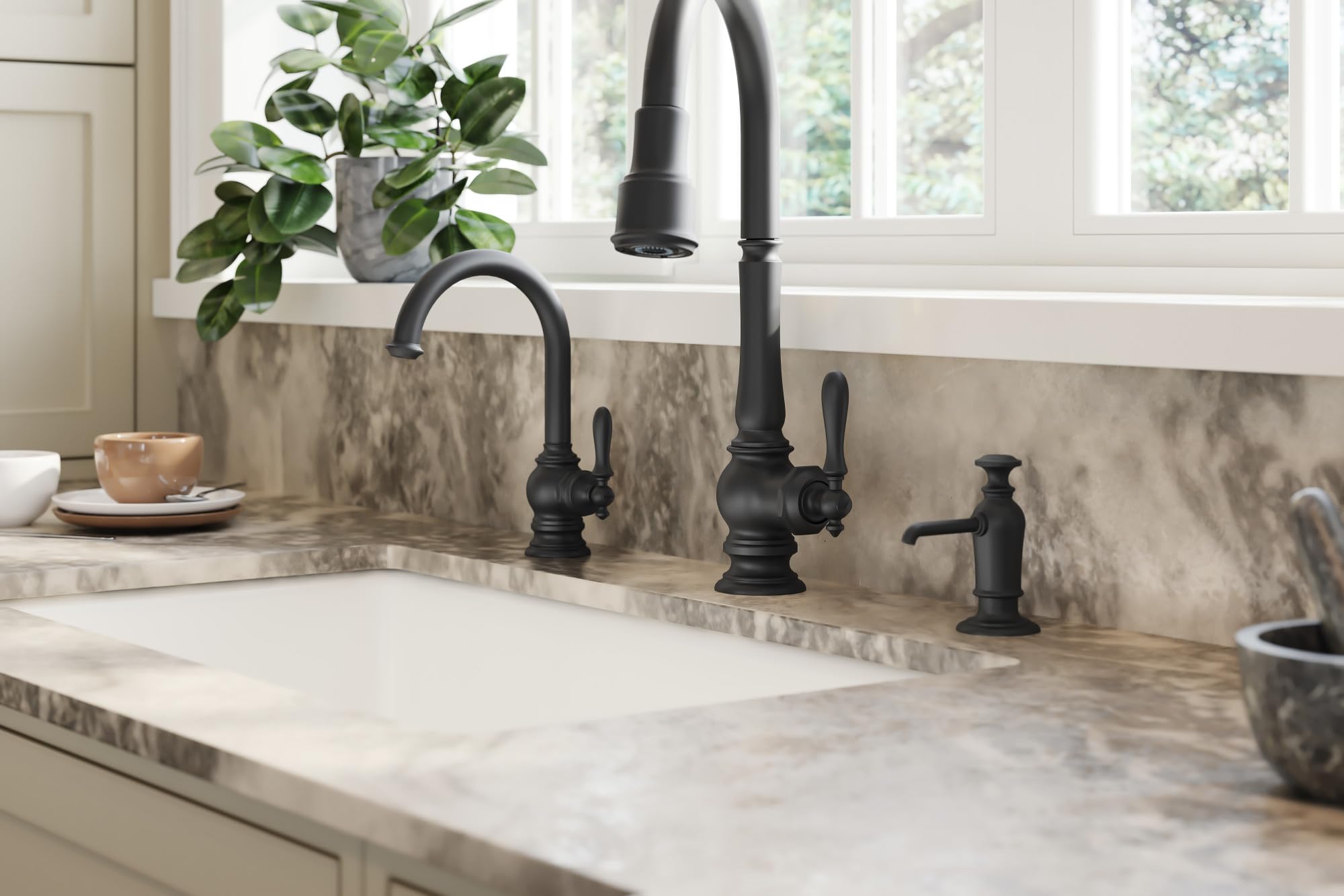 Kohler K-99259-Bl Artifacts Kitchen Sink Faucet, 17.63 X 4.31 X 8.50 Inches, Matte Black