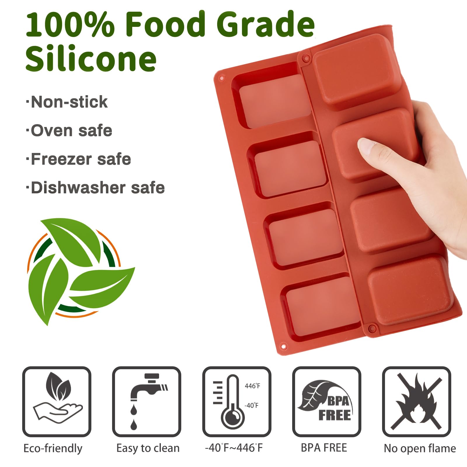 Joersh 2 Pack Silicone Mini Loaf Pan, 12 Cavity Mini Bread Pan Nonstick Silicone Baking Molds For Brownie, Cornbread, Cheesecake