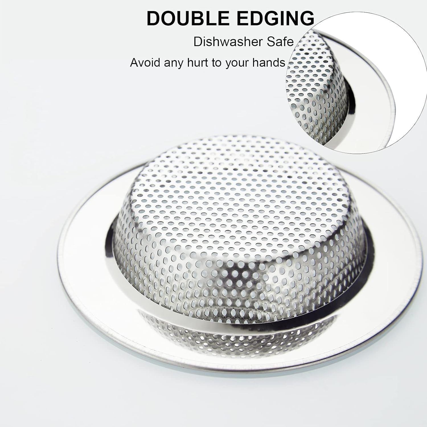 Kitchen Sink Strainer Stainless Steel  LASSHSWA Kitchen Sink Drain Strainer  Sink Strainers for Kitchen Sinks with Large Wide Rim 4.5'' Diameter (2 Pack)
