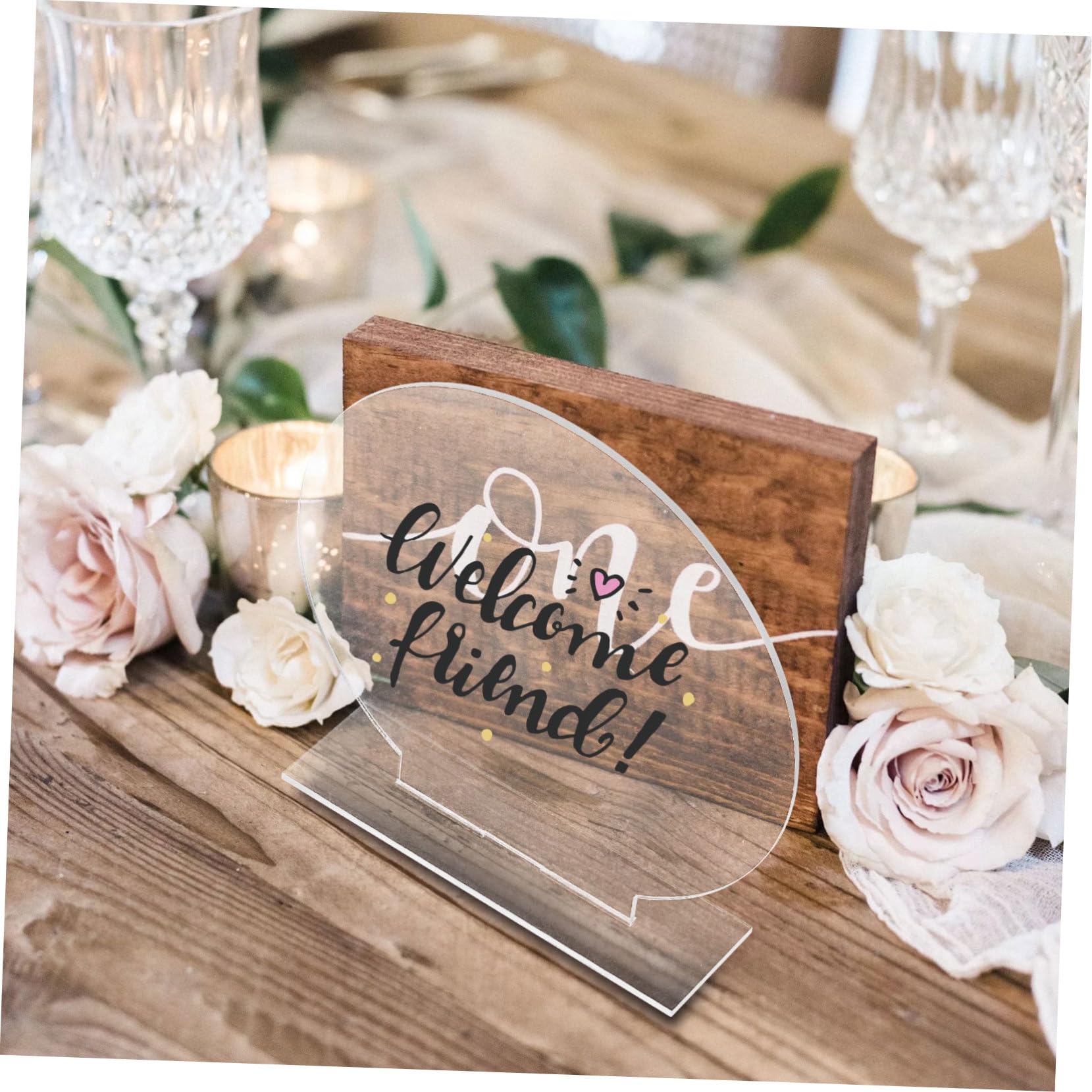 SHOWERORO Reserved Seating Signs Wedding Acrylic Sign Stand 6 Pack Wedding Party Favor
