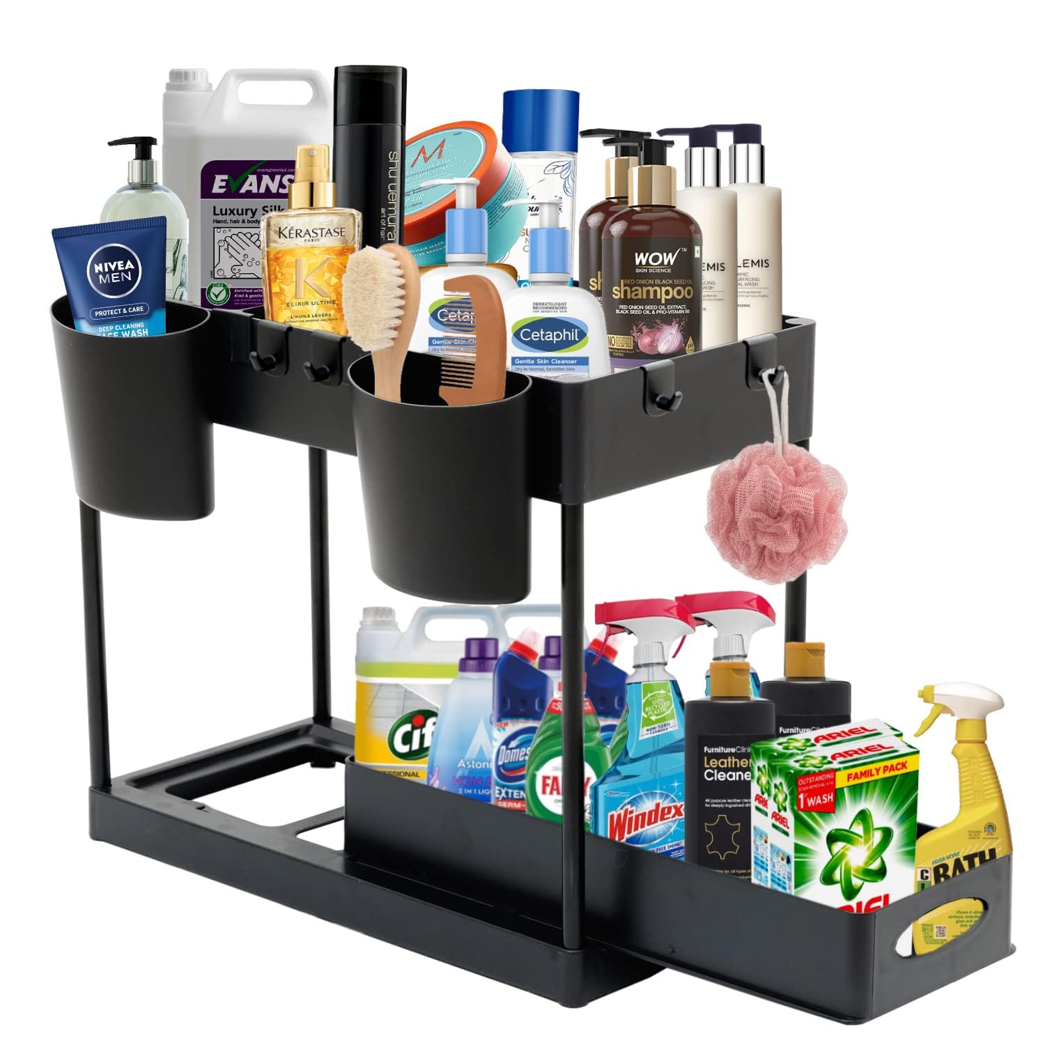 Smart Saver 2 Tierunder Sink Counter Organizer With Slider For Cabinet Countertop Kitchen Black | Spice Jars & Racks | Kitchen S