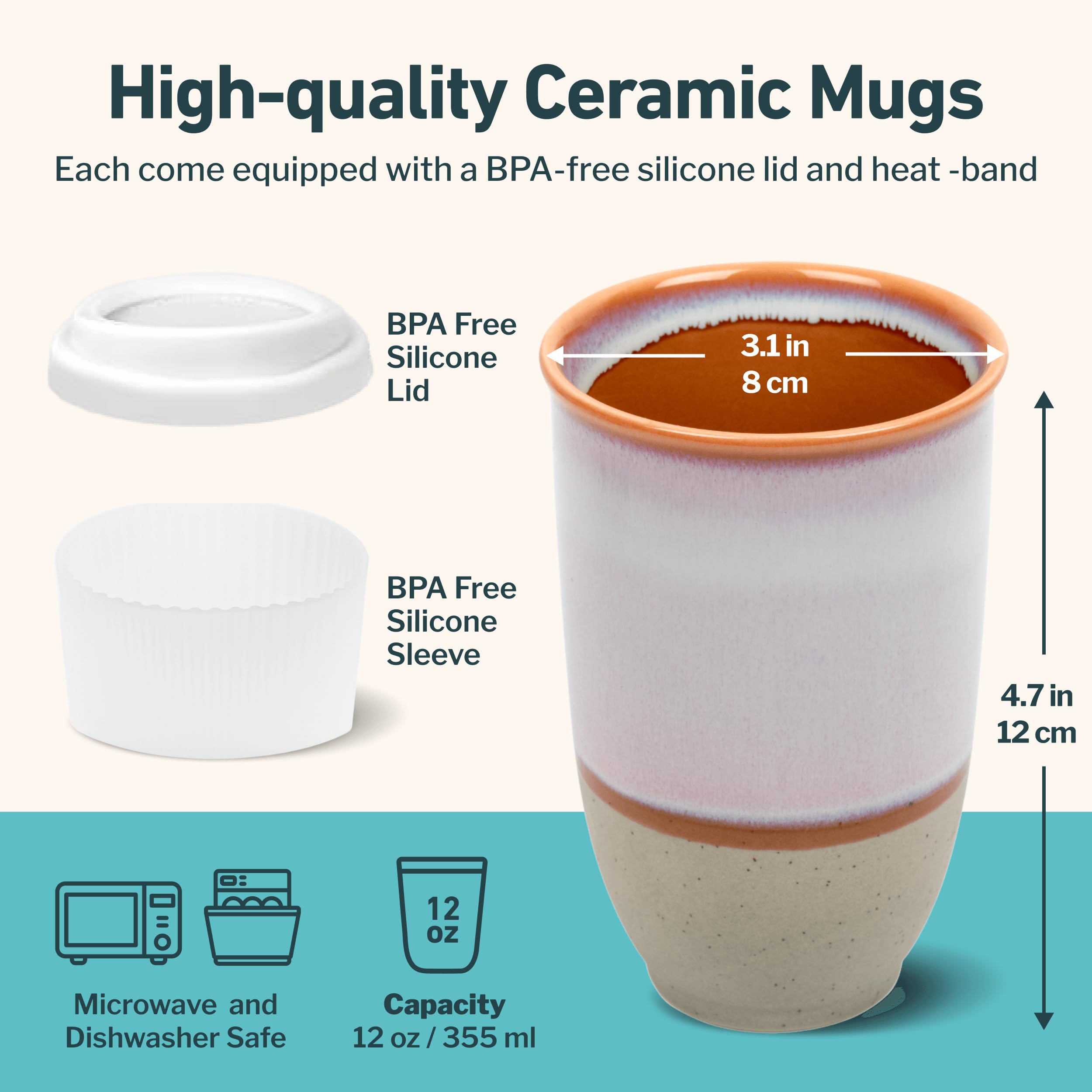 NOVA CERAMICS Travel Mug - Portable Coffee Tumbler - Unique to Go Mug - Microwave & Dishwasher Safe Purple Coffee Tumbler - Gift