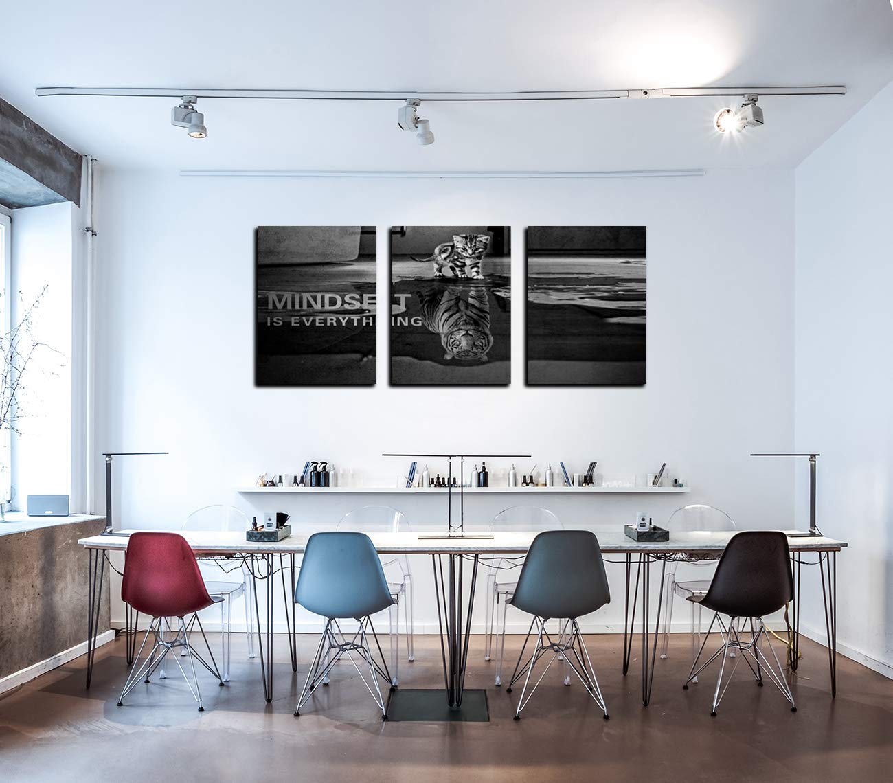 3 Panels Mindset Is Everything Motivational Canvas Wall Art Inspirational Entrepreneur Quotes Poster Print Artwork Painting Pict